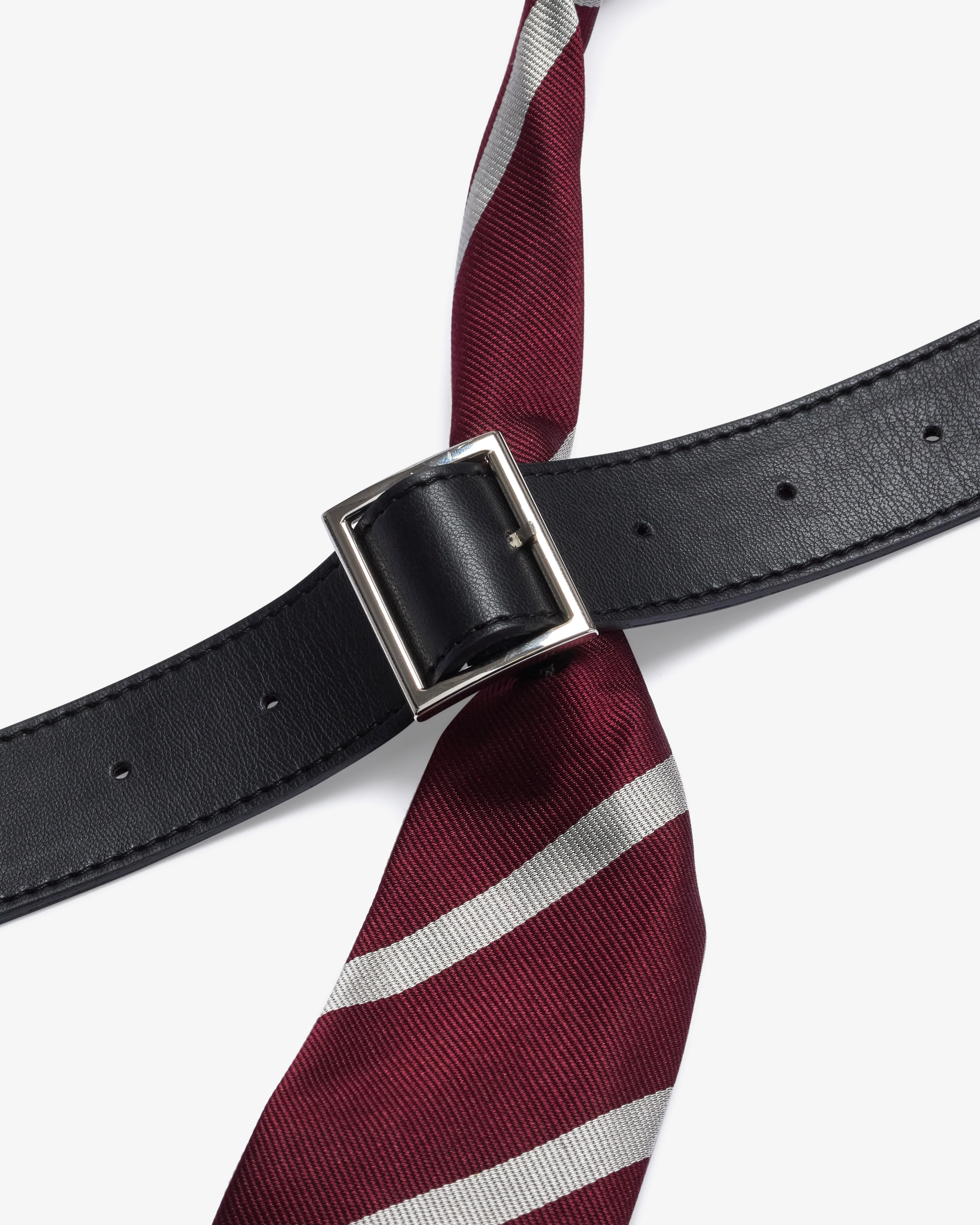 DSM Kei Ninomiya - Striped University Tie - (Burgundy/Cream) - Image 3