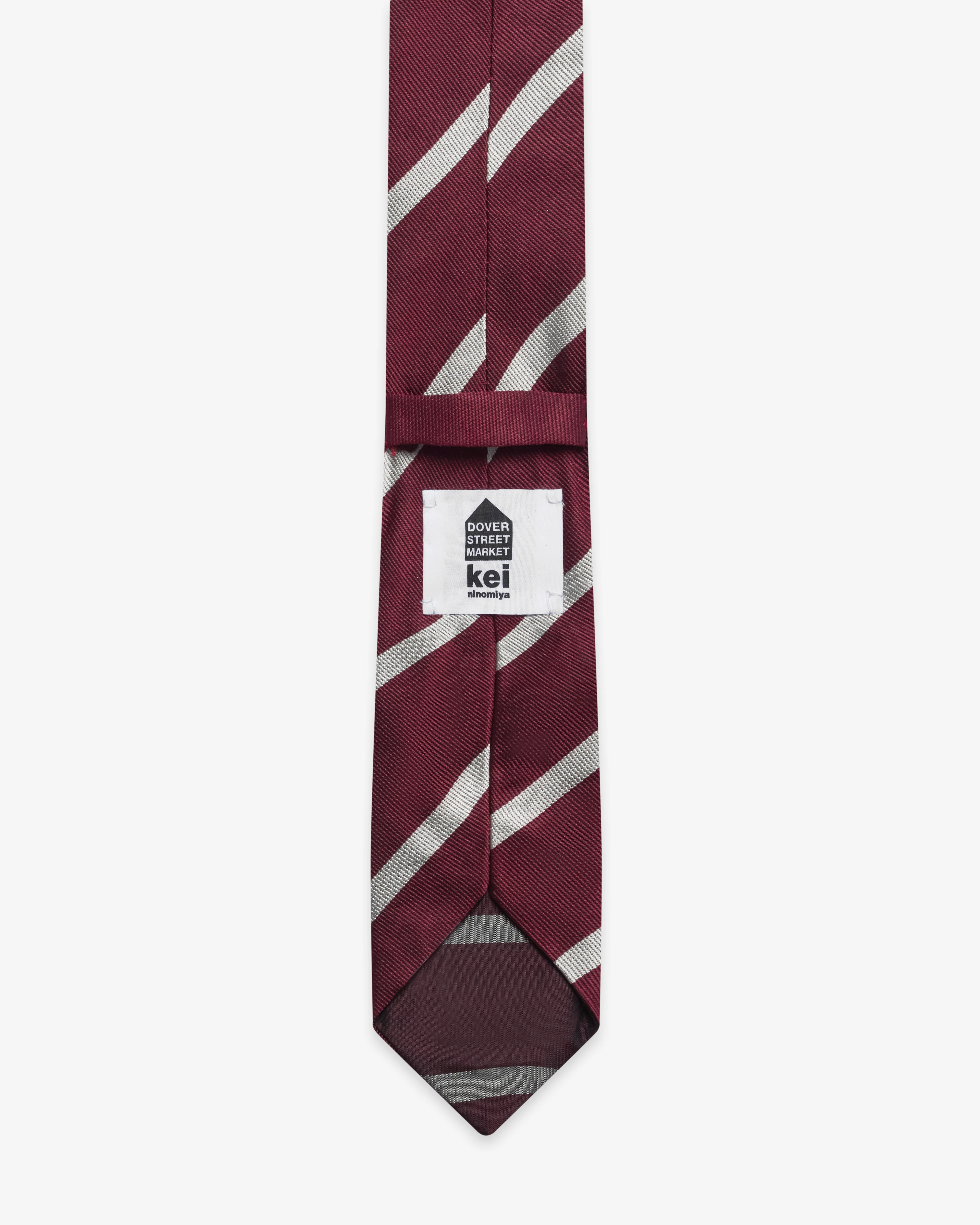 DSM Kei Ninomiya - Striped University Tie - (Burgundy/Cream) - Image 4
