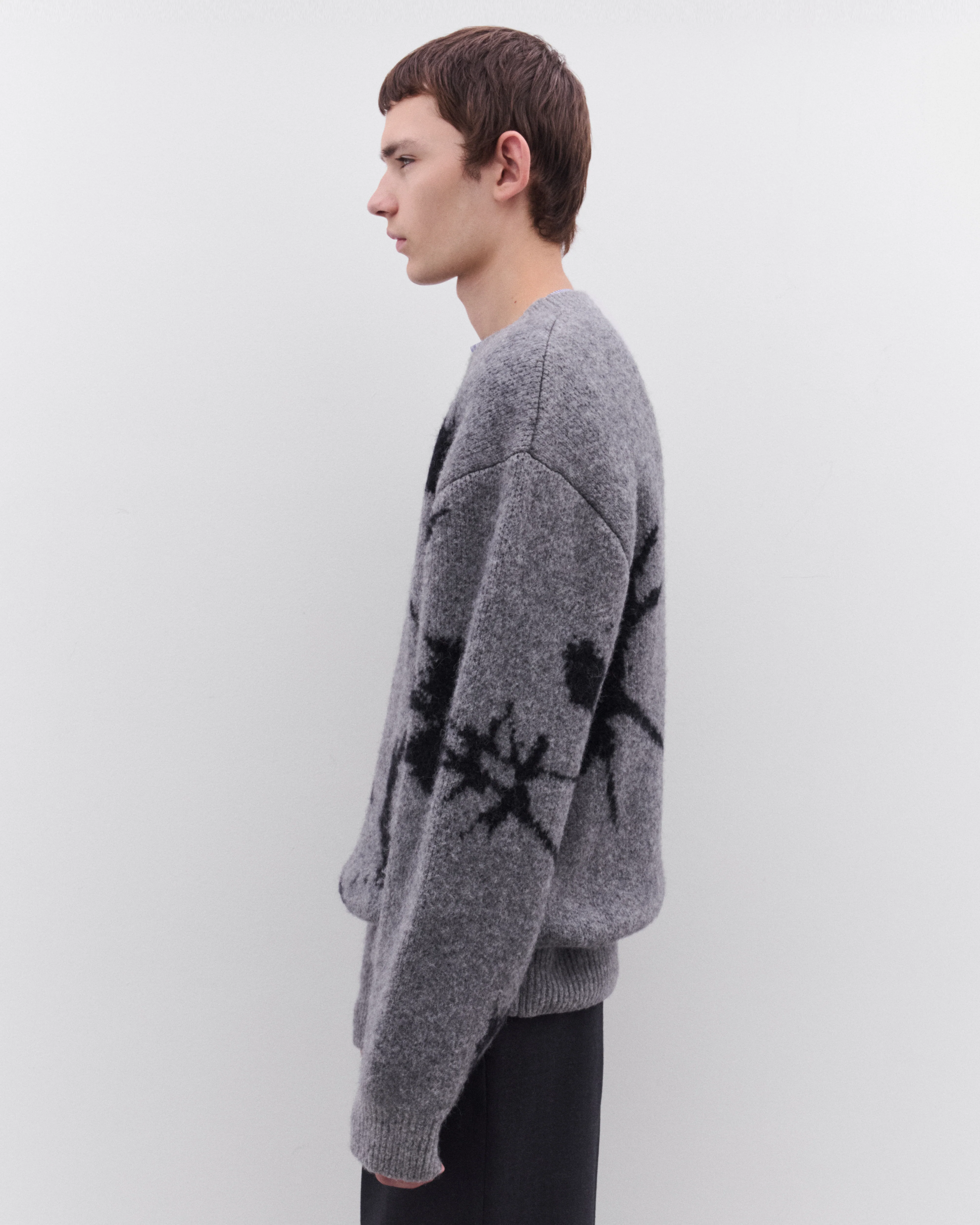 Dries Van Noten - Men’s Patterned Sweater - (Mid Grey) - Image 3