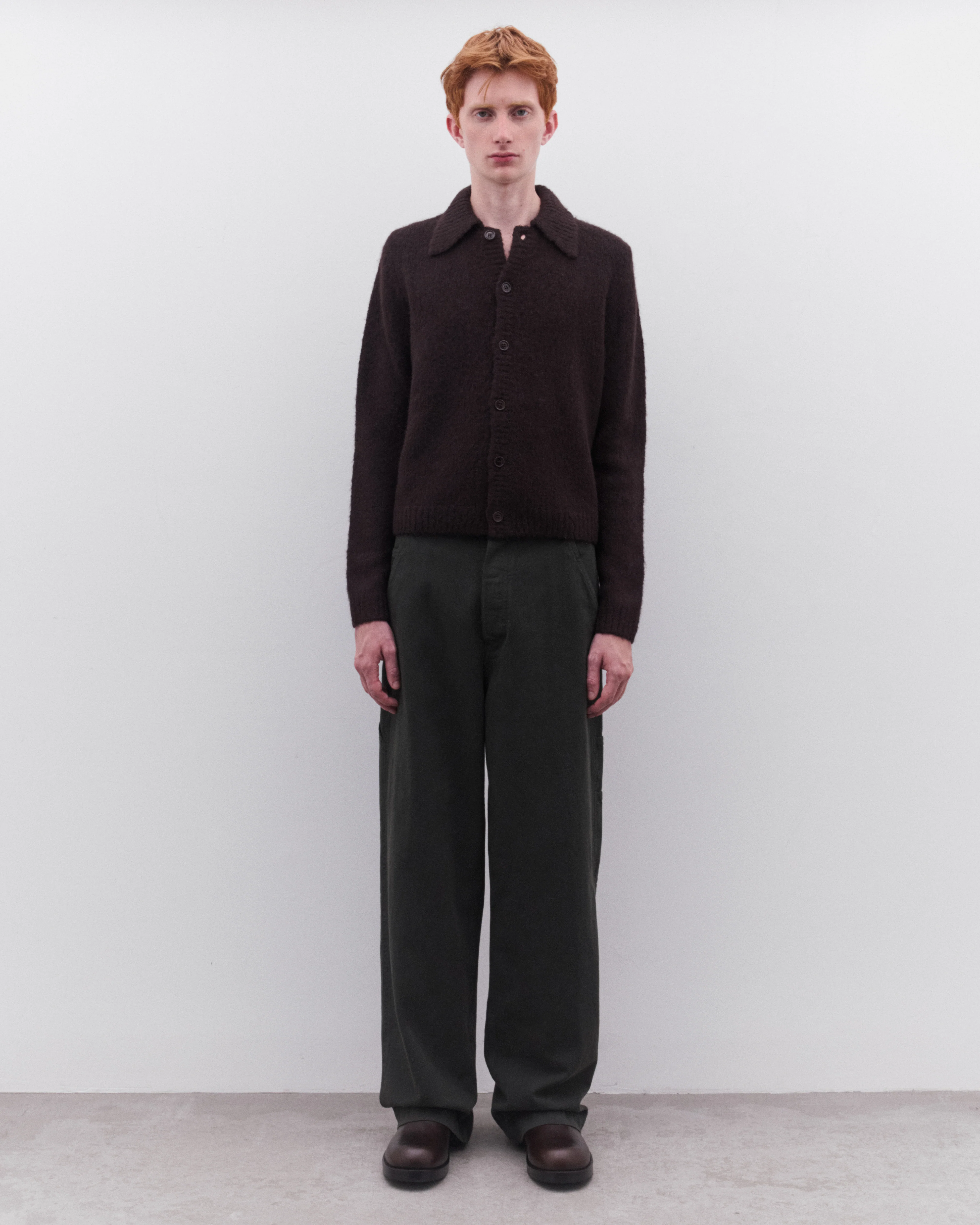 Dries Van Noten - Men’s Cropped Wool Cardigan - (Dark Brown) - Image 6