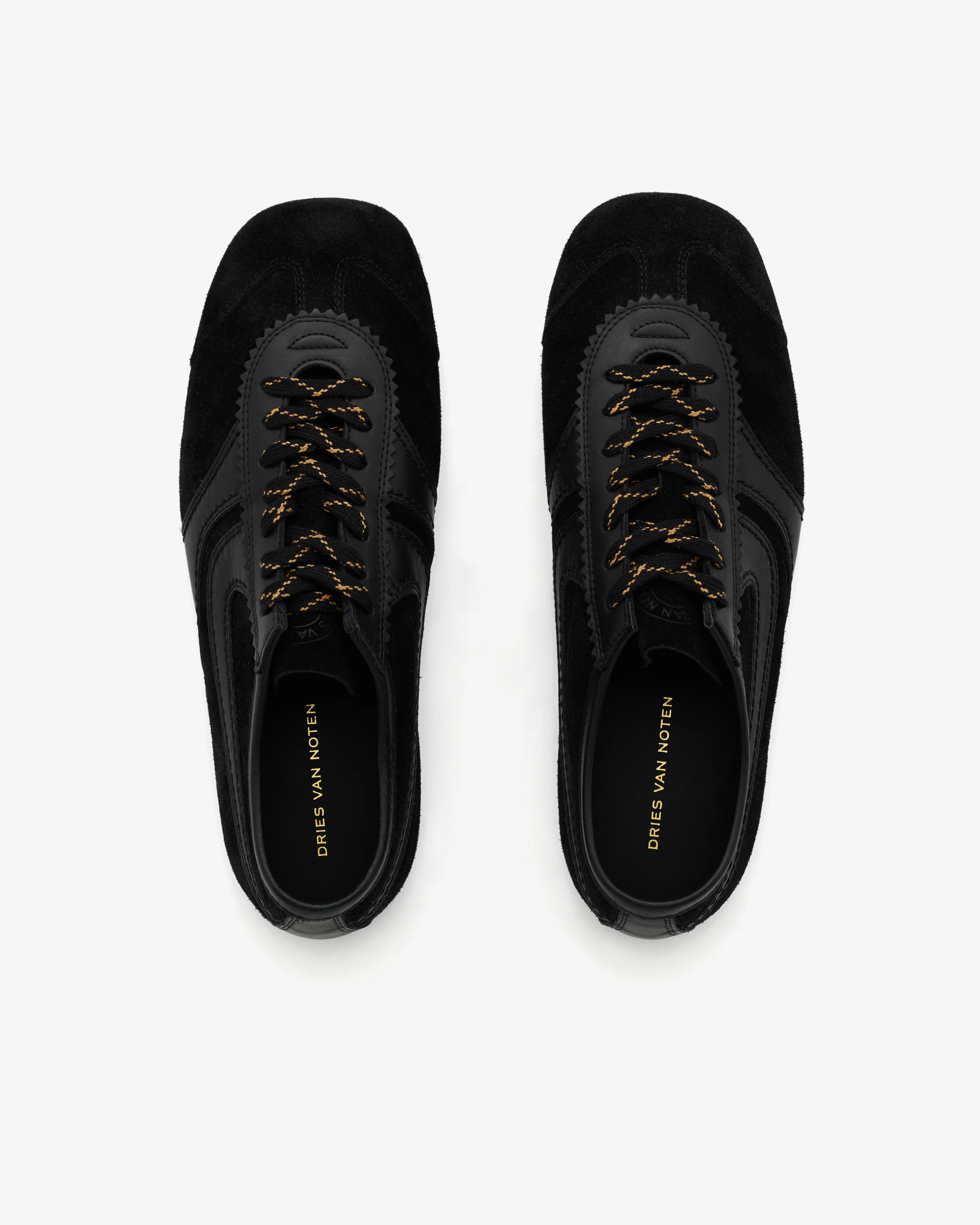 Dries Van Noten - Men’s Stripe Suede Low-Top Trainers - (Black) - Image 6