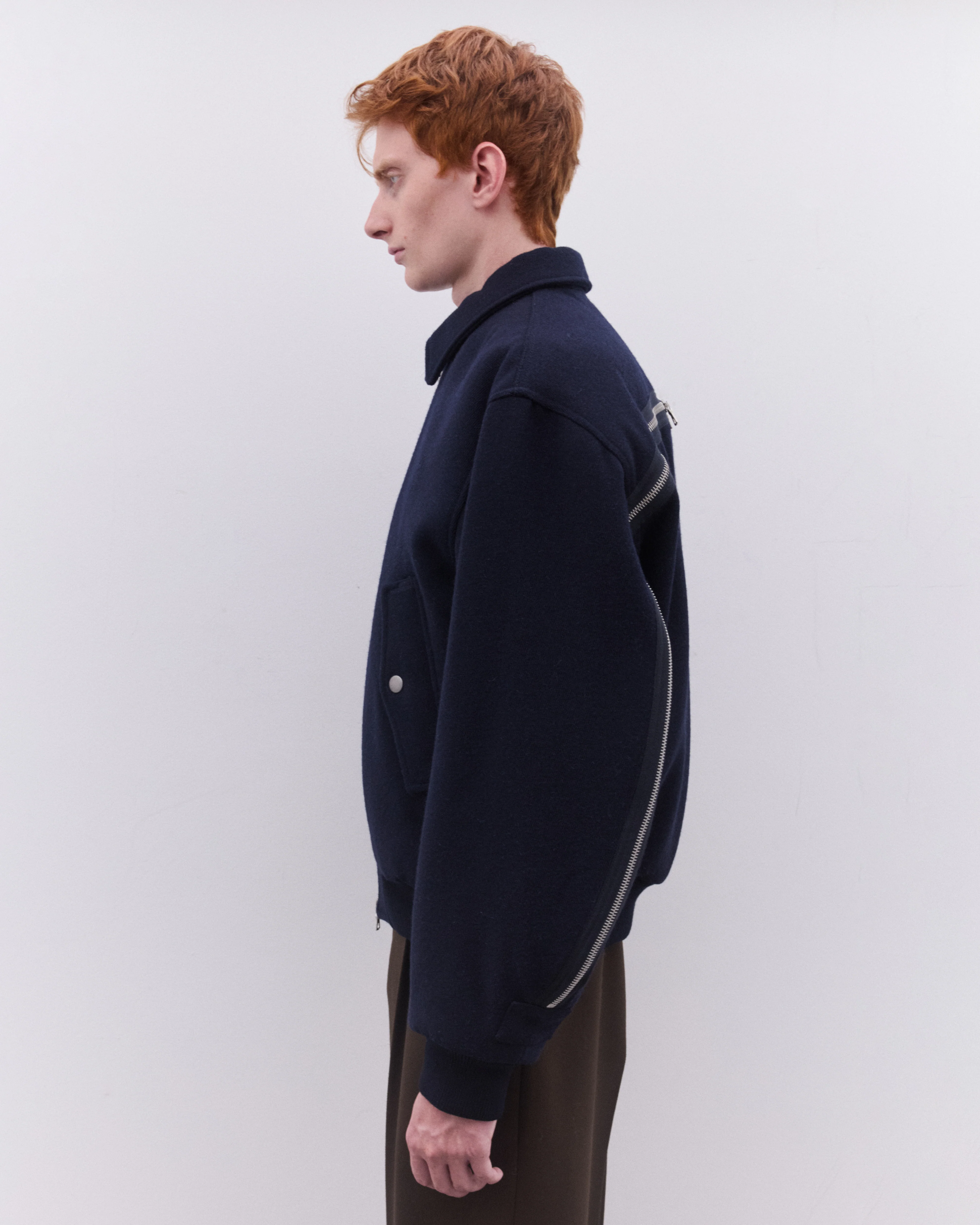 Dries Van Noten - Men’s Zip Bomber Jacket - (Navy) - Image 4