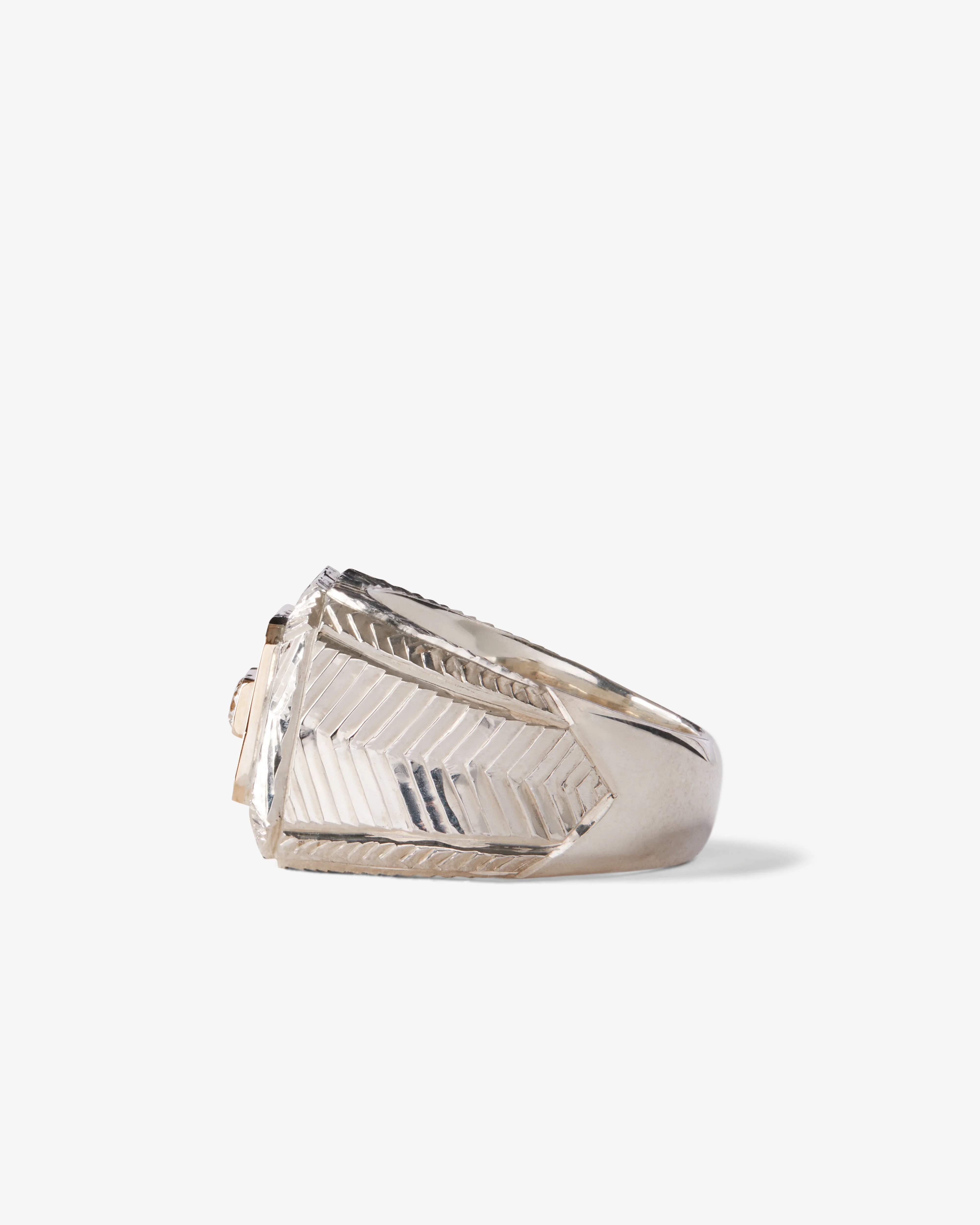 Duffy - Three Diamond Signet Ring - (Silver/Gold) - Image 2