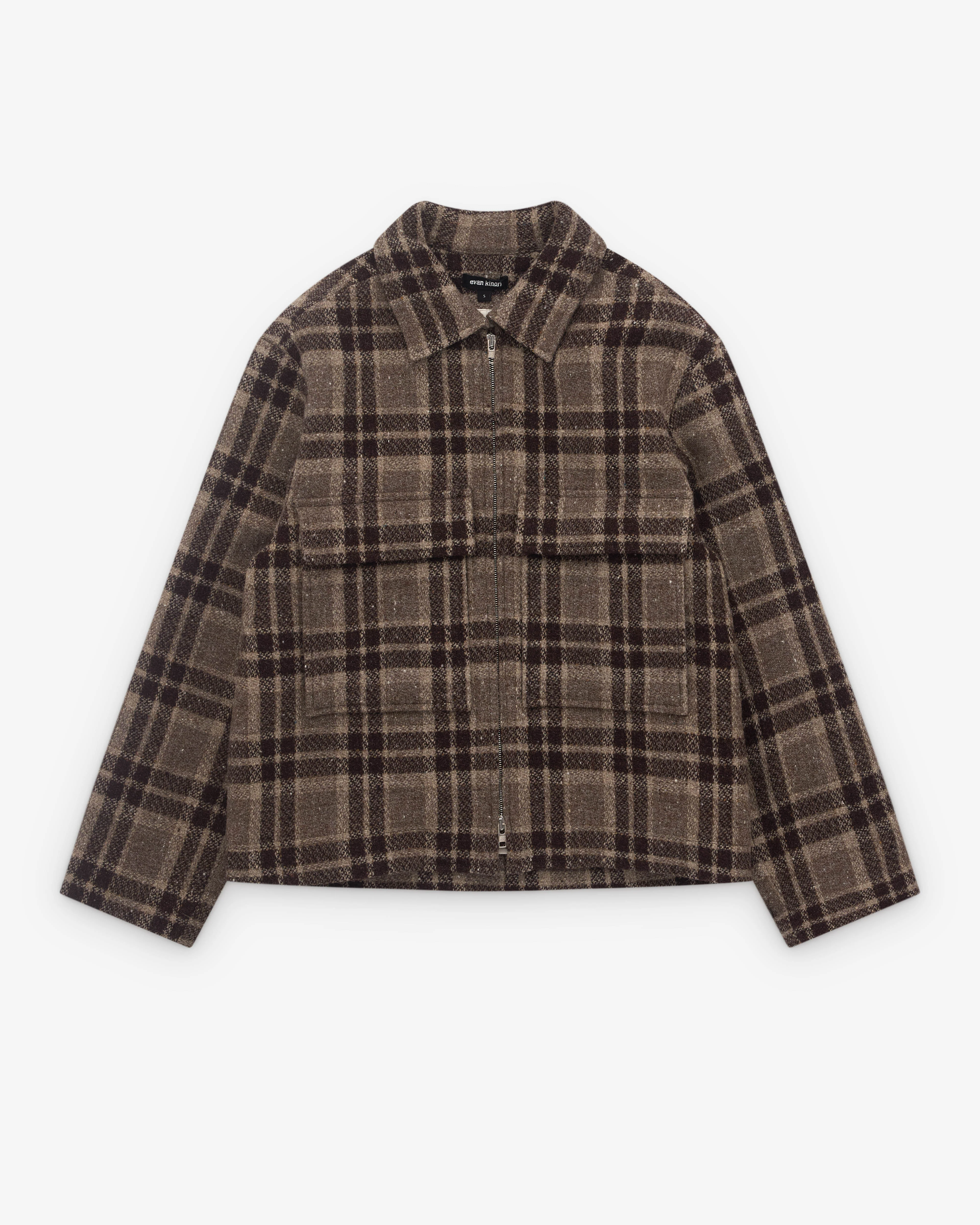 Evan Kinori - Men’s Zip Jacket - (Beige/Brown)