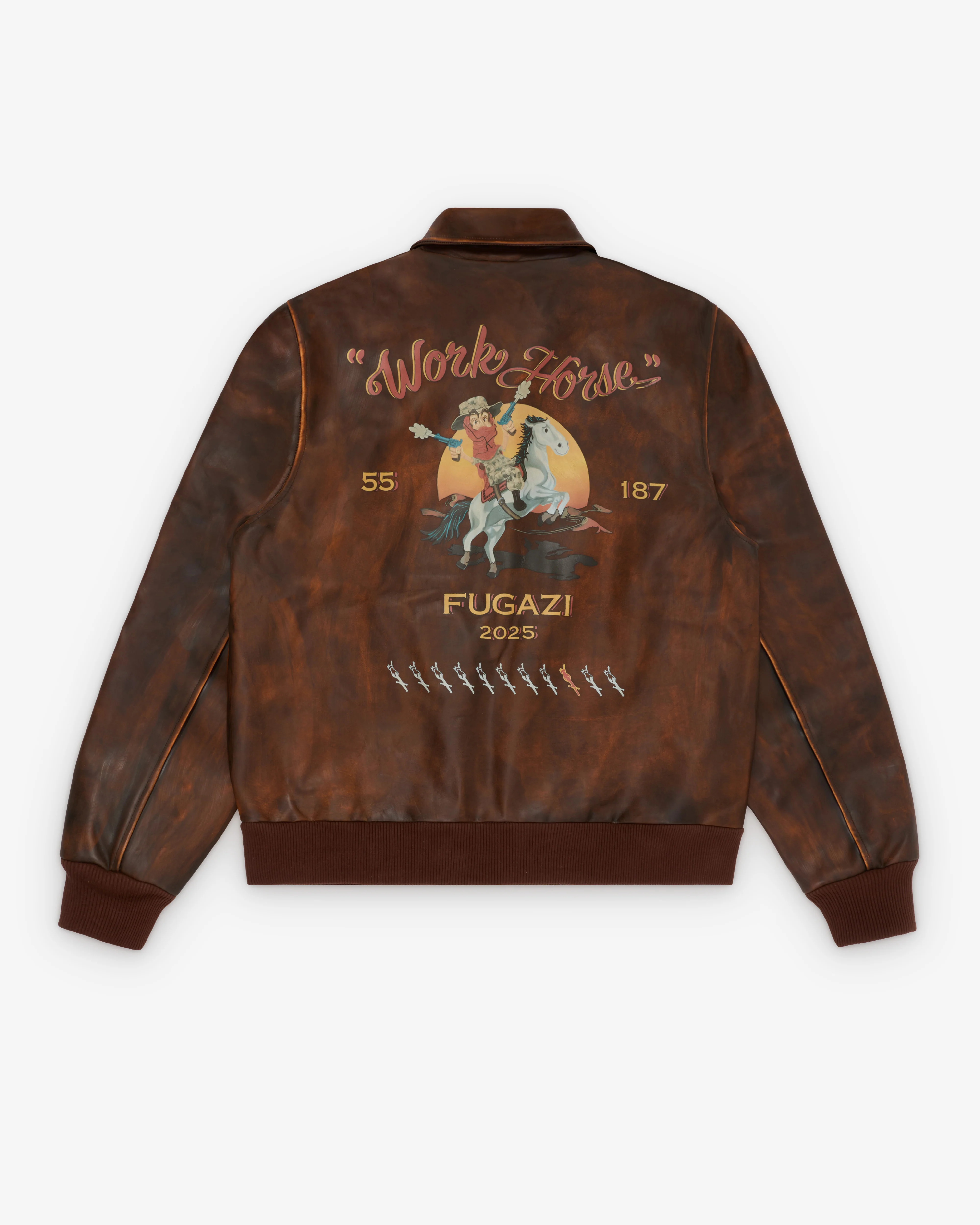 Fugazi - Men's Sheepskin Bomber - (Brown) - Image 2