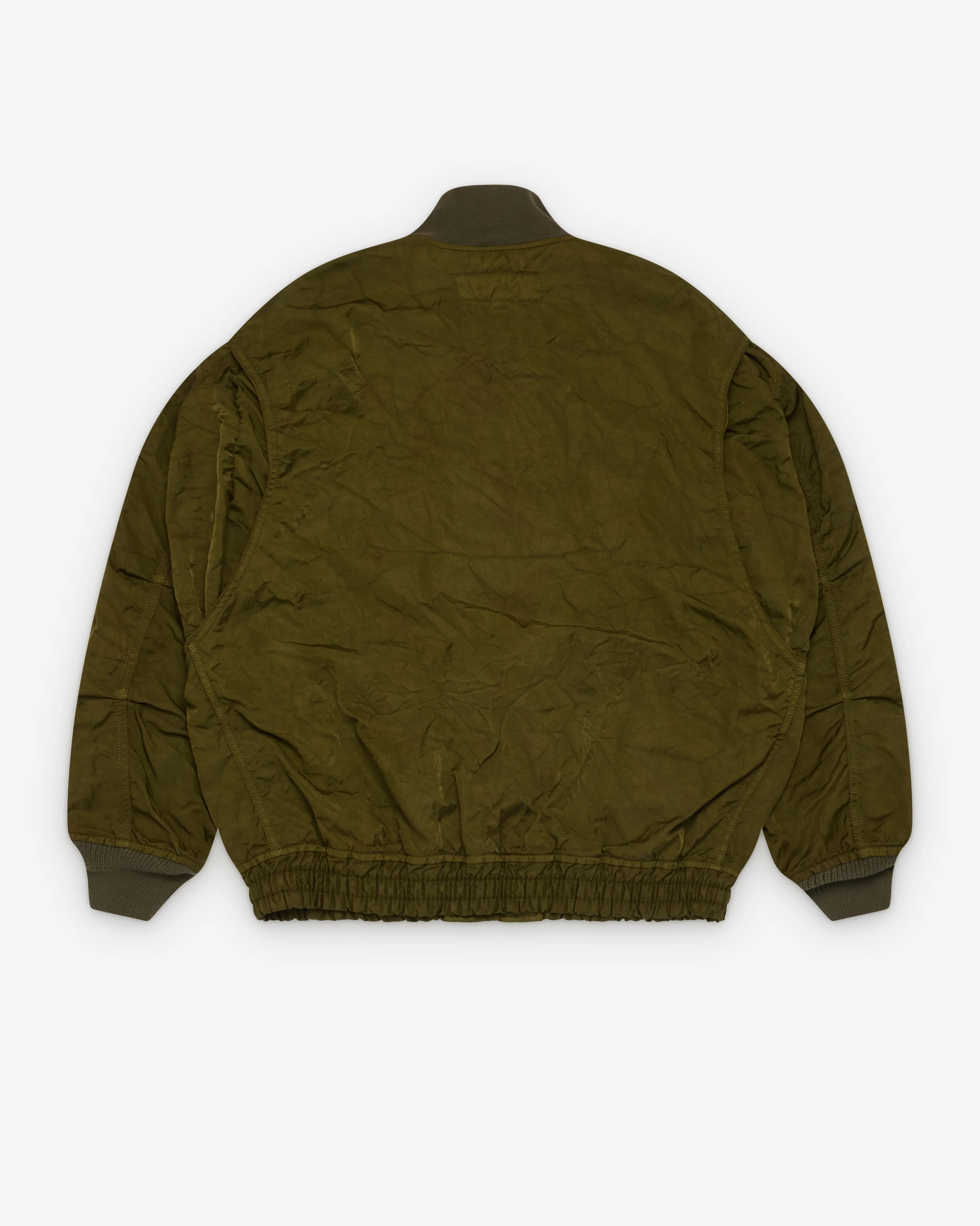 CDG Homme - Men's Crinkled Bomber Jacket - (Olive) - Image 2