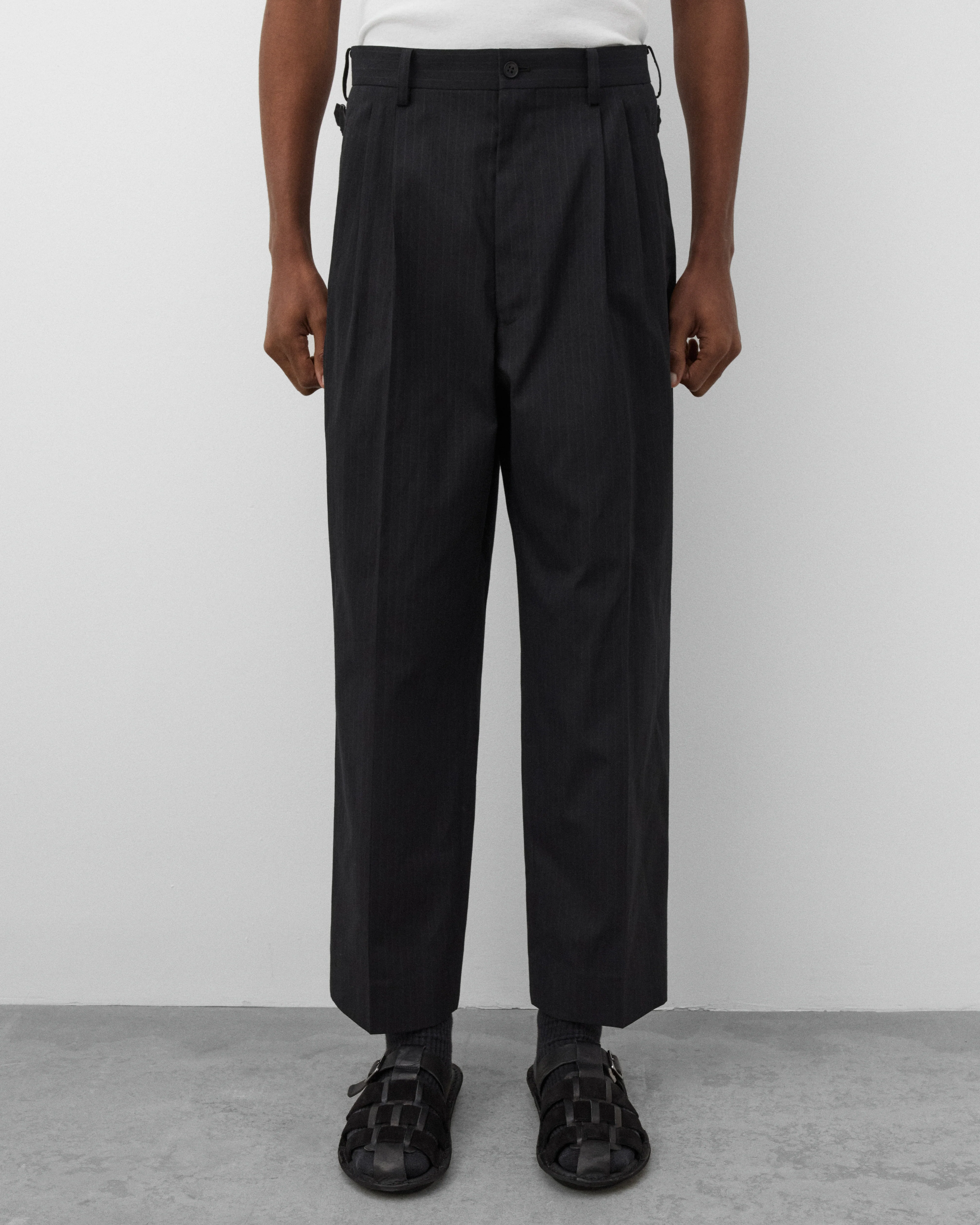 CDG Homme - Men's Pin Stripe Suit Trousers - (Black) - Image 3