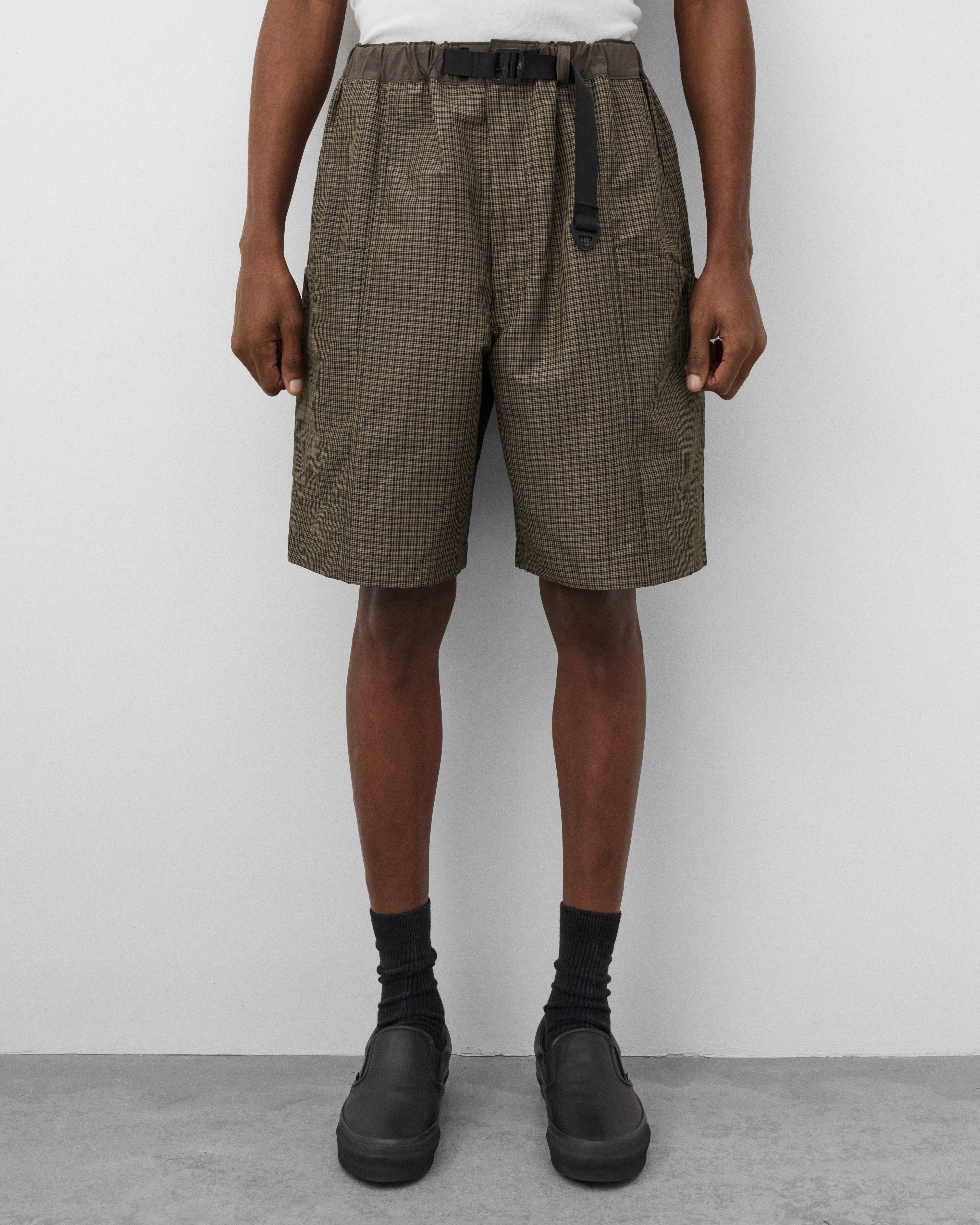 CDG Homme - Men's Check Shorts - (Brown Check) - Image 3
