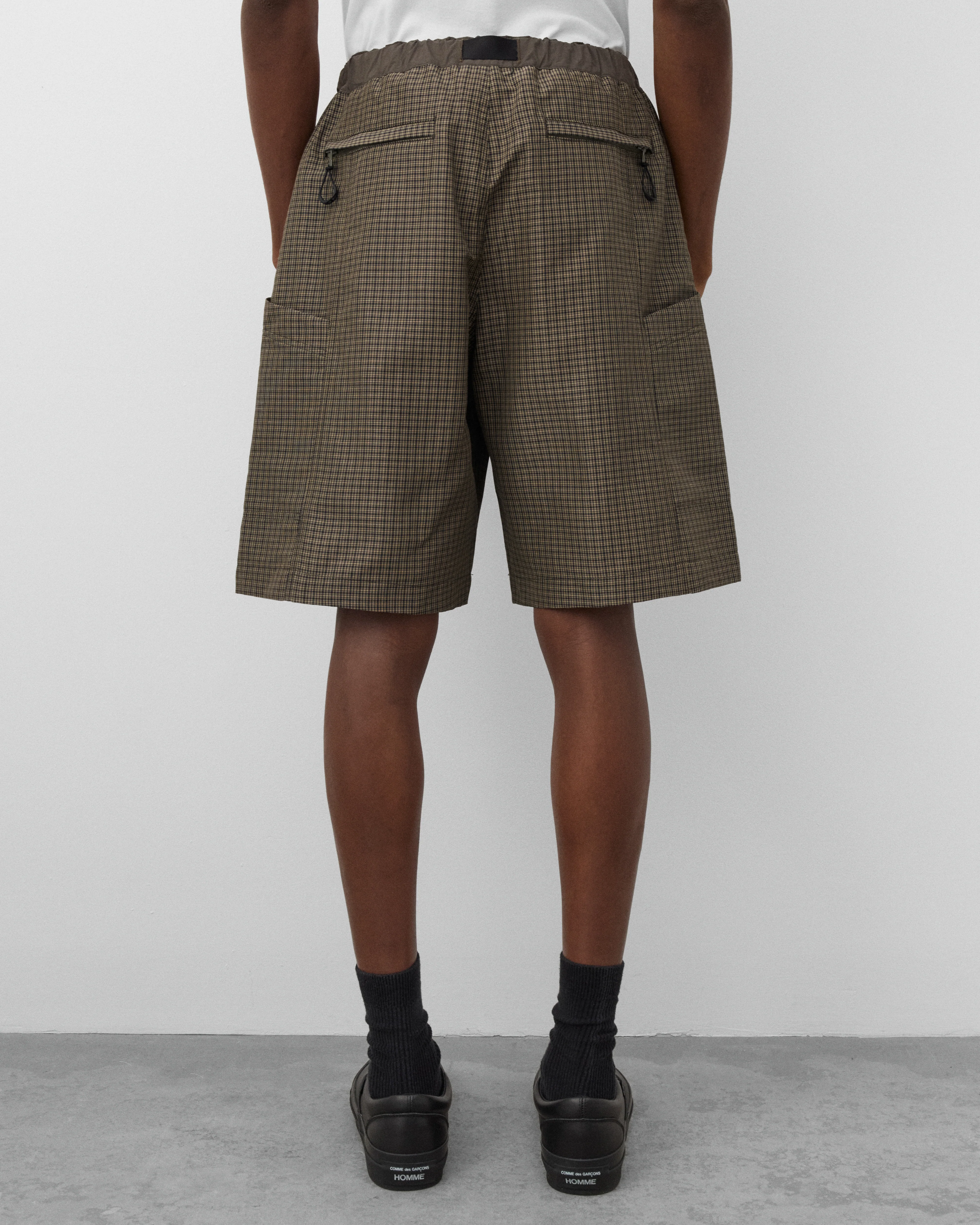 CDG Homme - Men's Check Shorts - (Brown Check) - Image 5