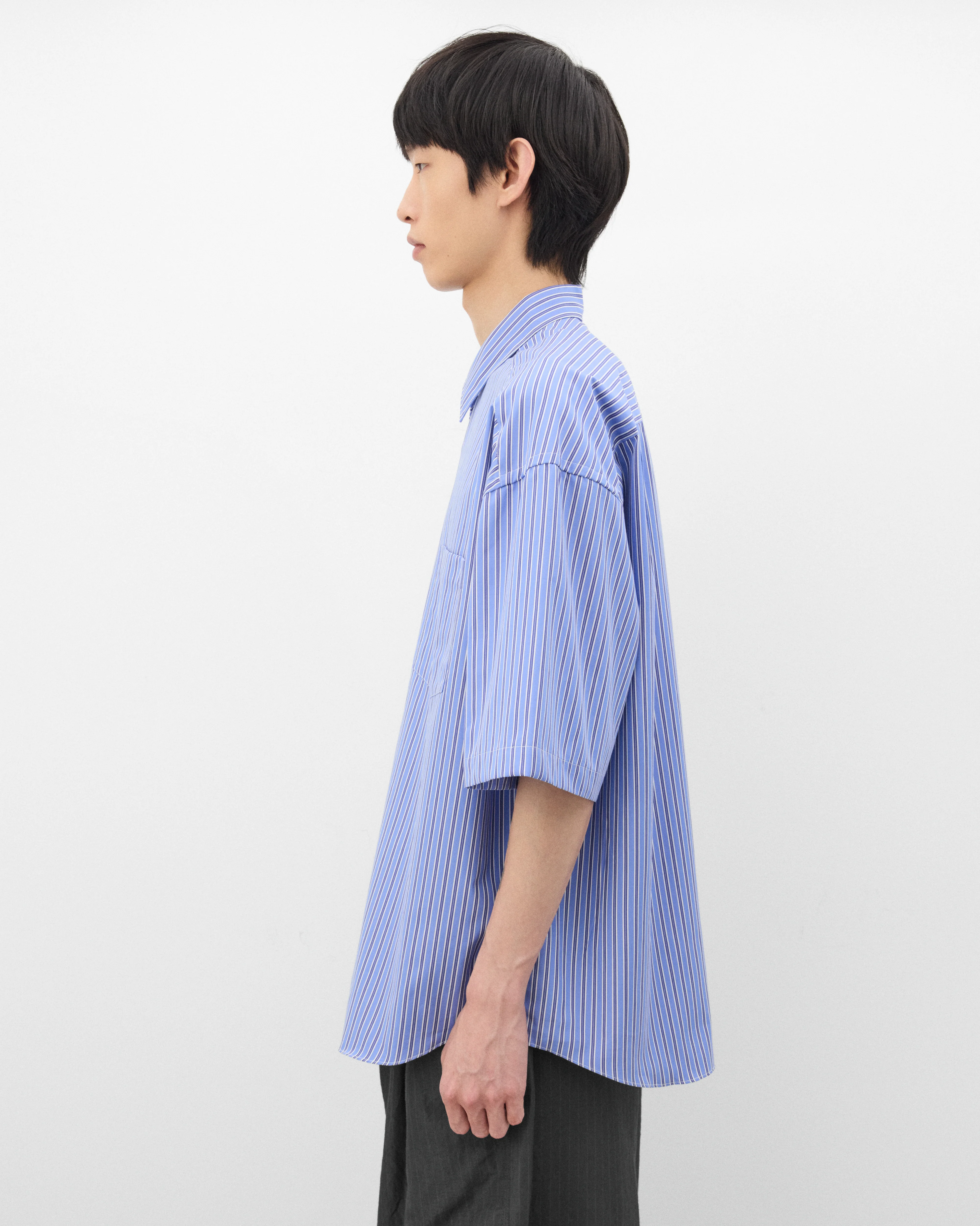 CDG Homme - Men's Striped Short Sleeve Shirt - (Blue Stripe) - Image 4