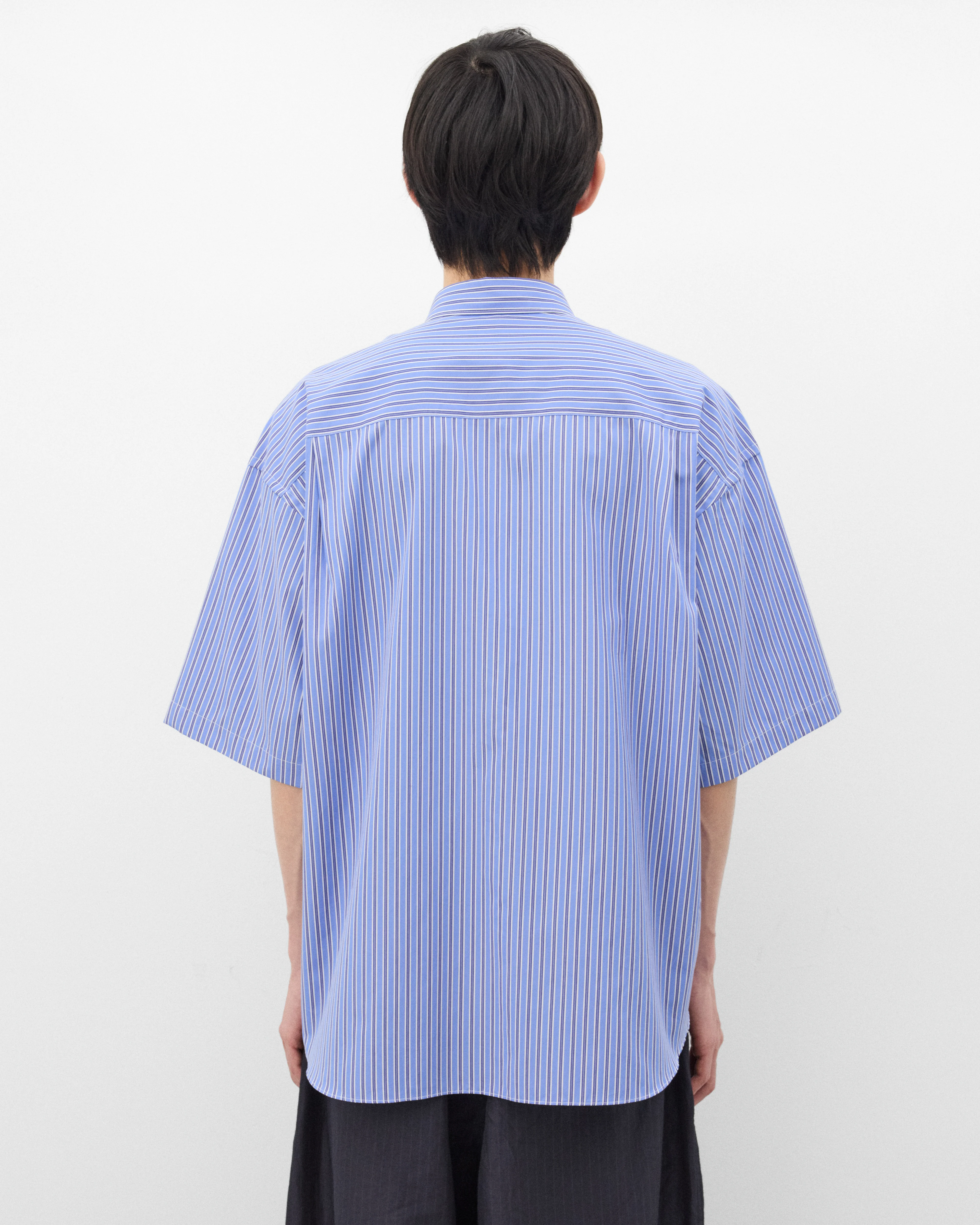 CDG Homme - Men's Striped Short Sleeve Shirt - (Blue Stripe) - Image 5