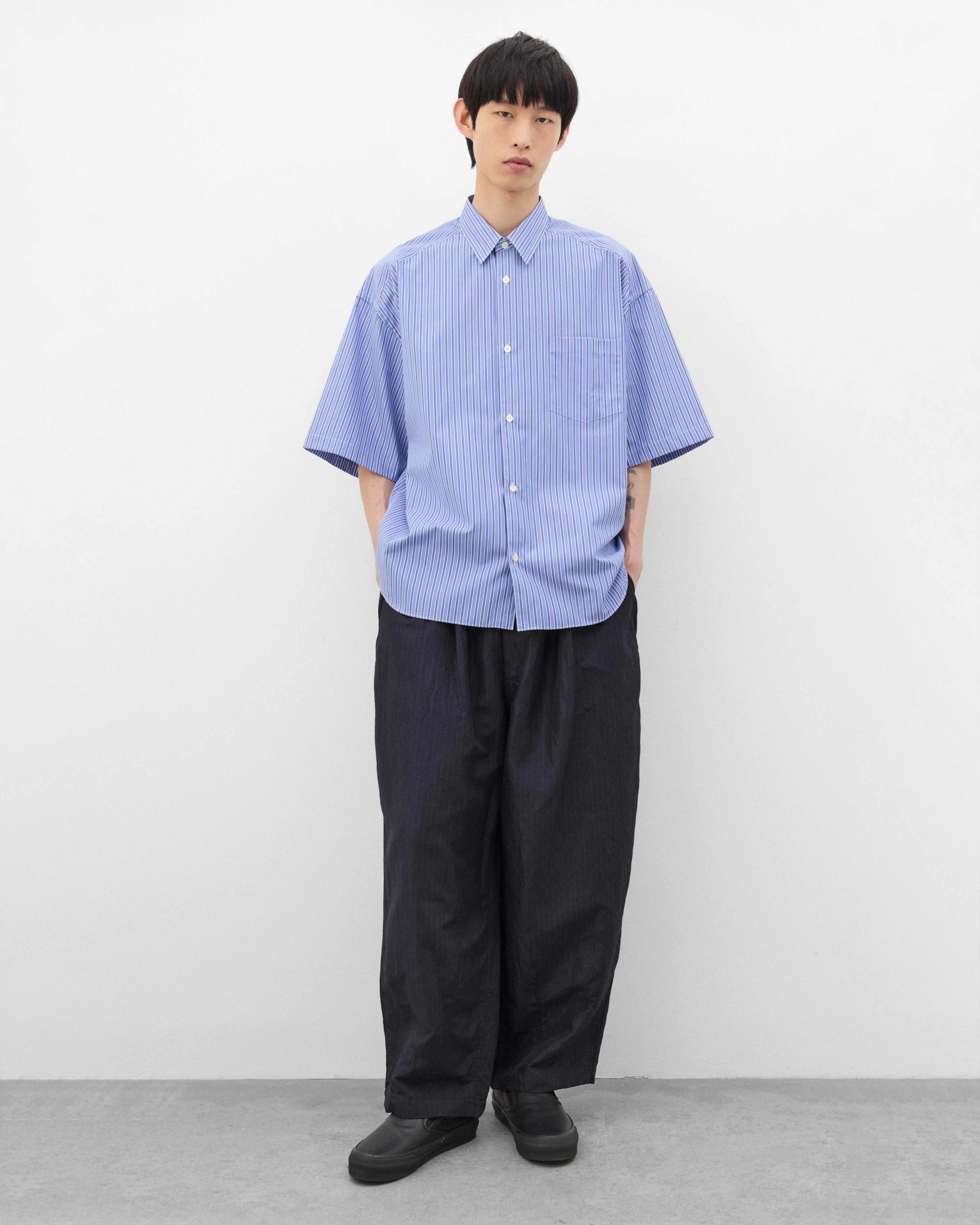 CDG Homme - Men's Striped Short Sleeve Shirt - (Blue Stripe) - Image 6