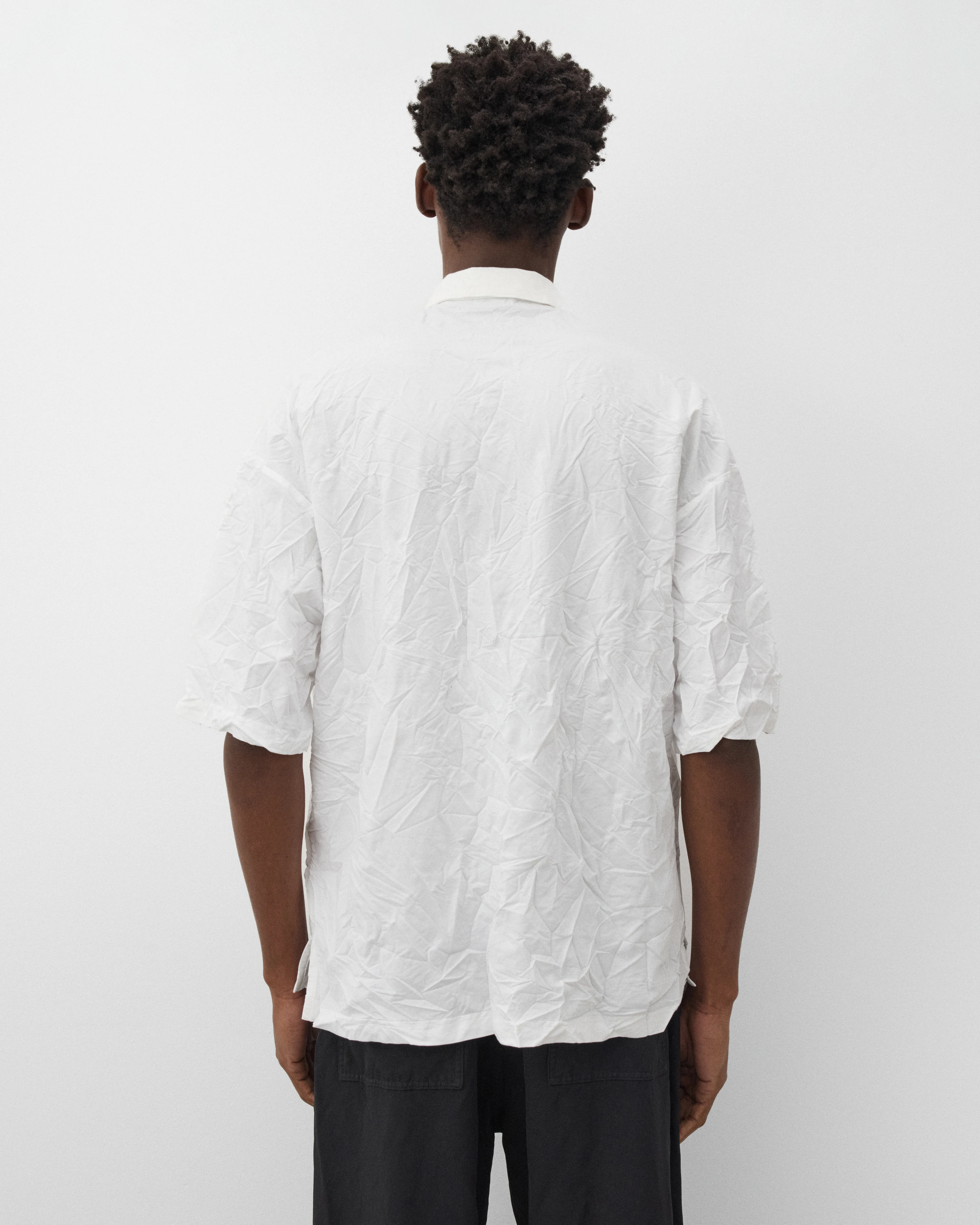 CDG Homme - Men's Crinkled Short Sleeve Shirt - (White) - Image 5