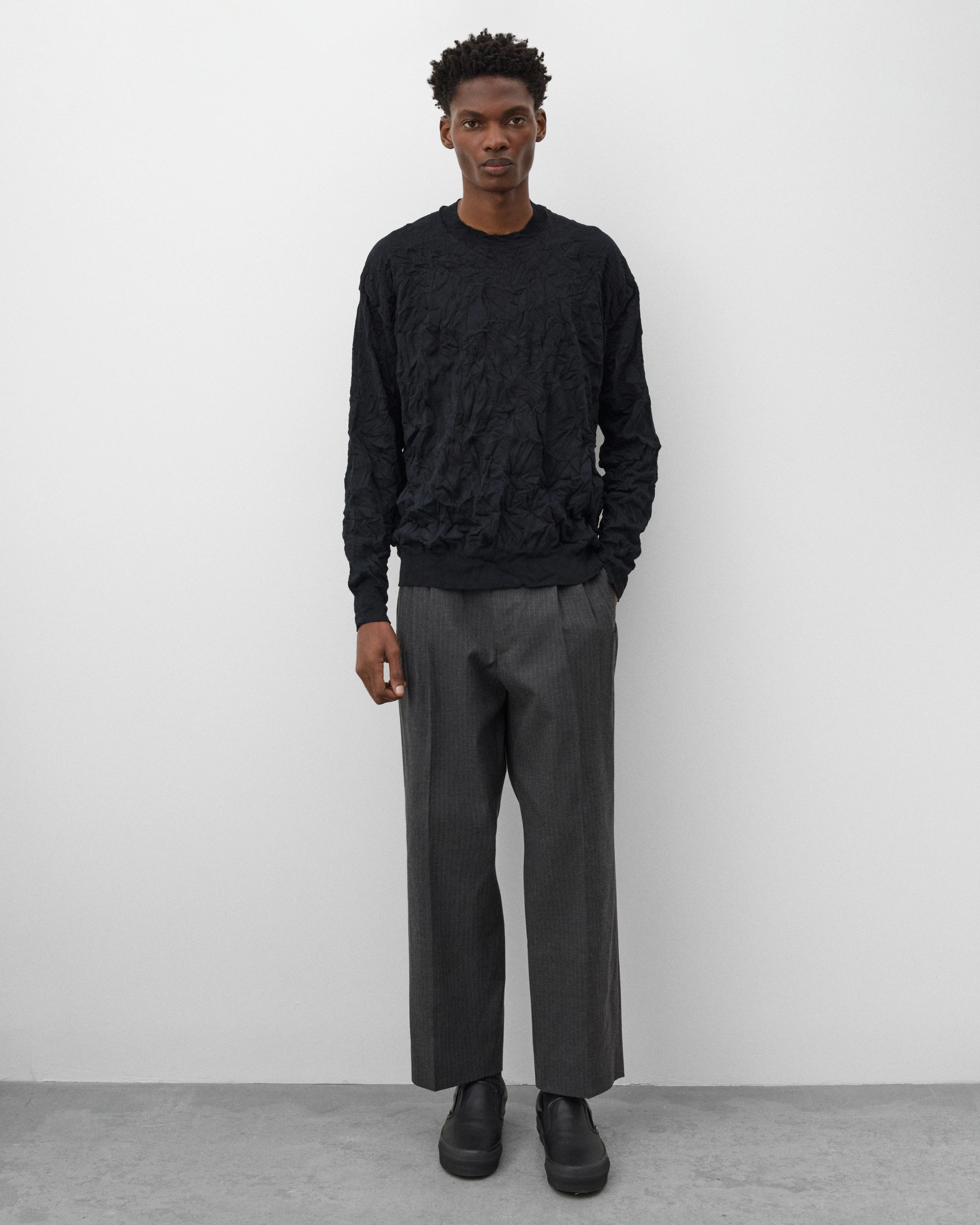 CDG Homme - Men's Crinkled Sweater - (Black) - Image 6