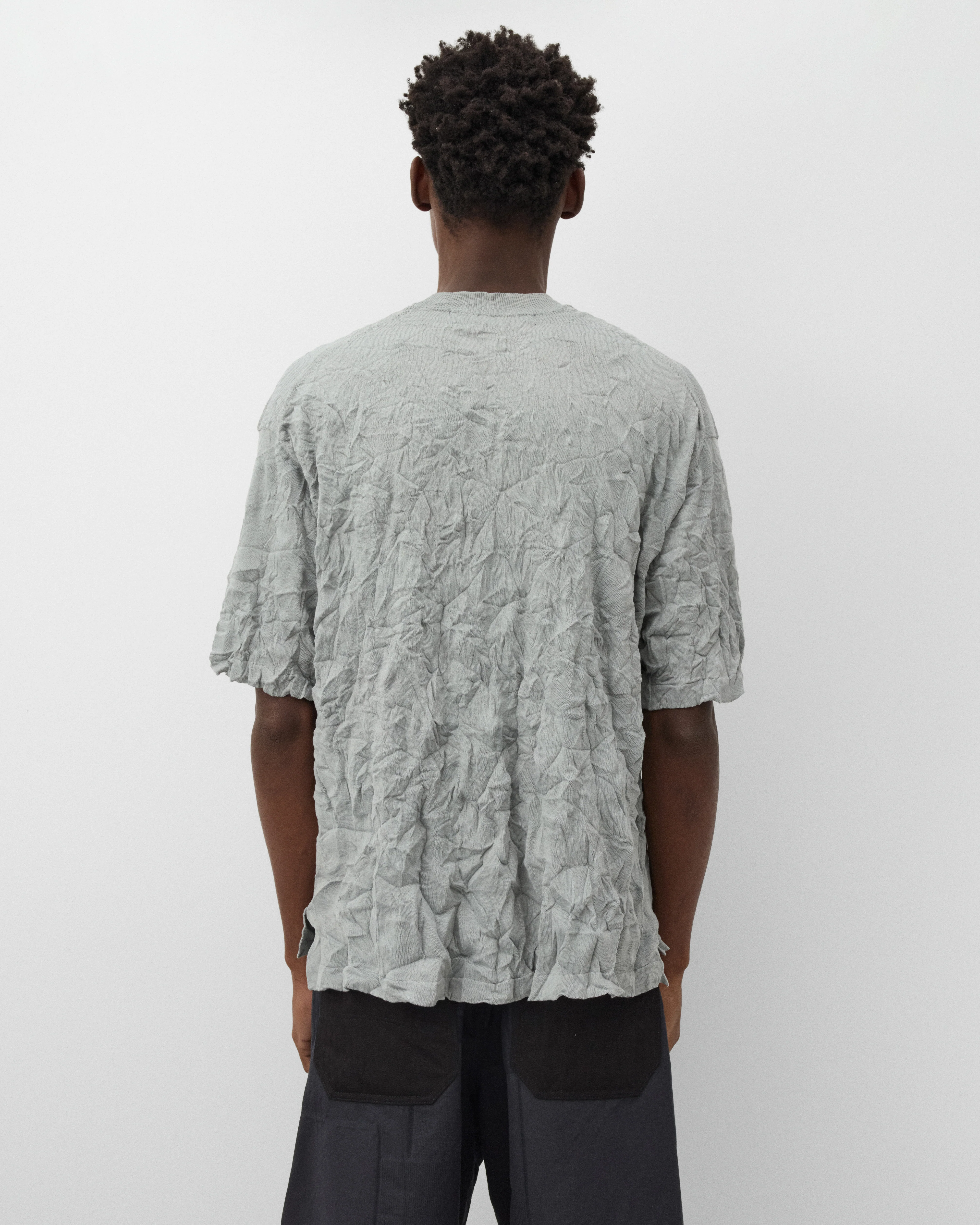 CDG Homme - Men's Crinkled Sweater - (Grey) - Image 5