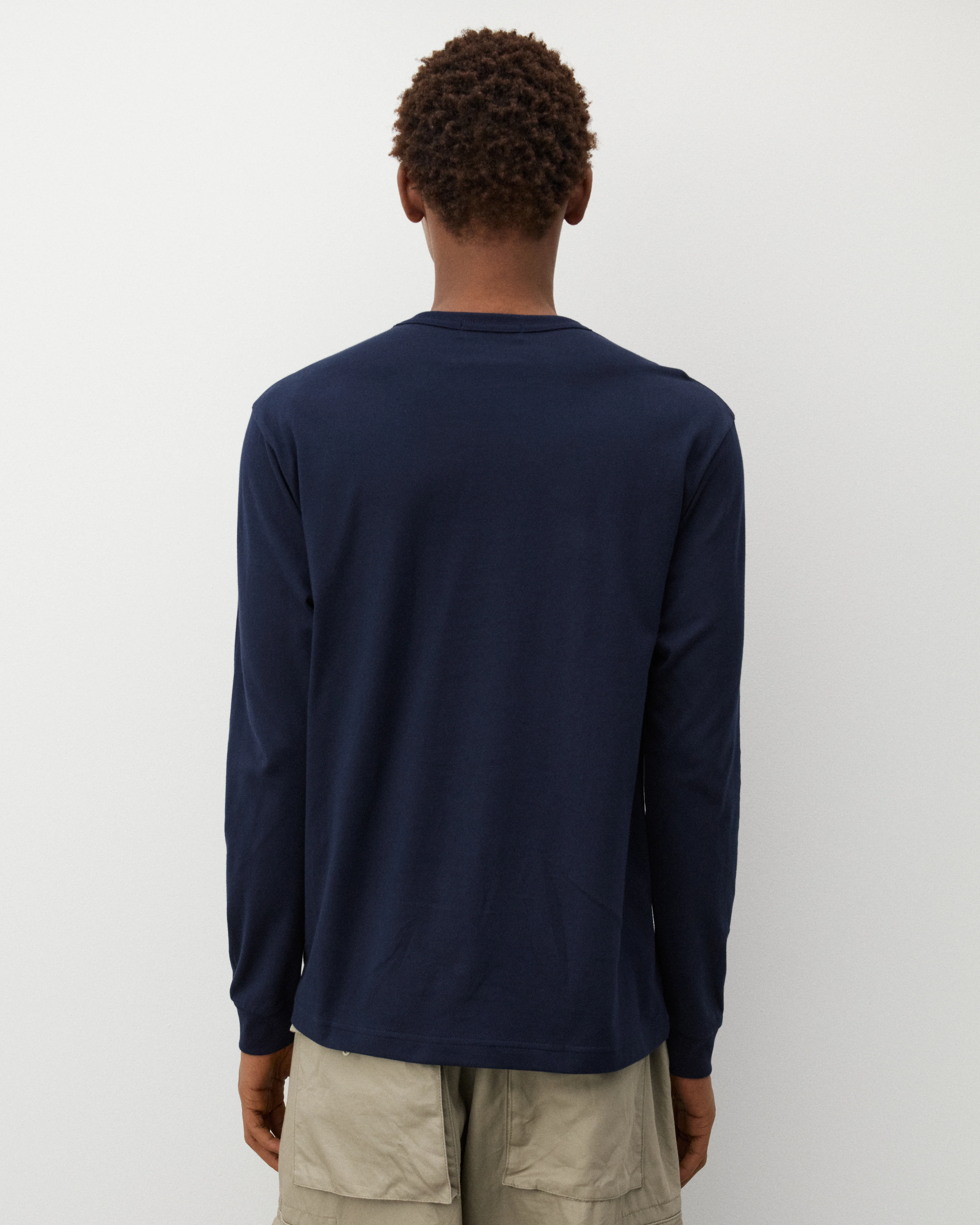 CDG Homme - Men's Long Sleeve Logo T-Shirt - (Navy) - Image 5