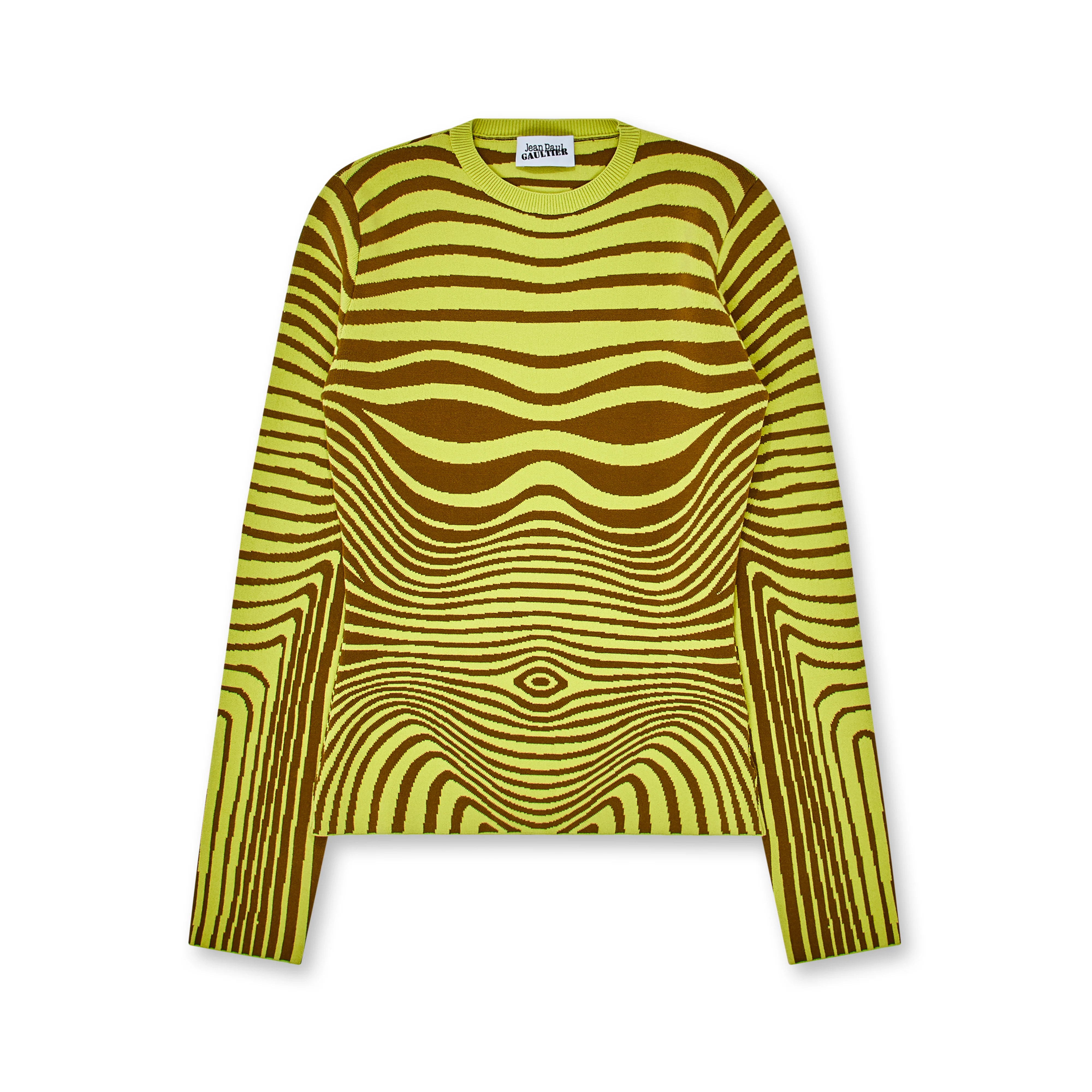 Jean Paul Gaultier - Women’s Printed Morphing Stripe Body Top - (Khaki/Lime)