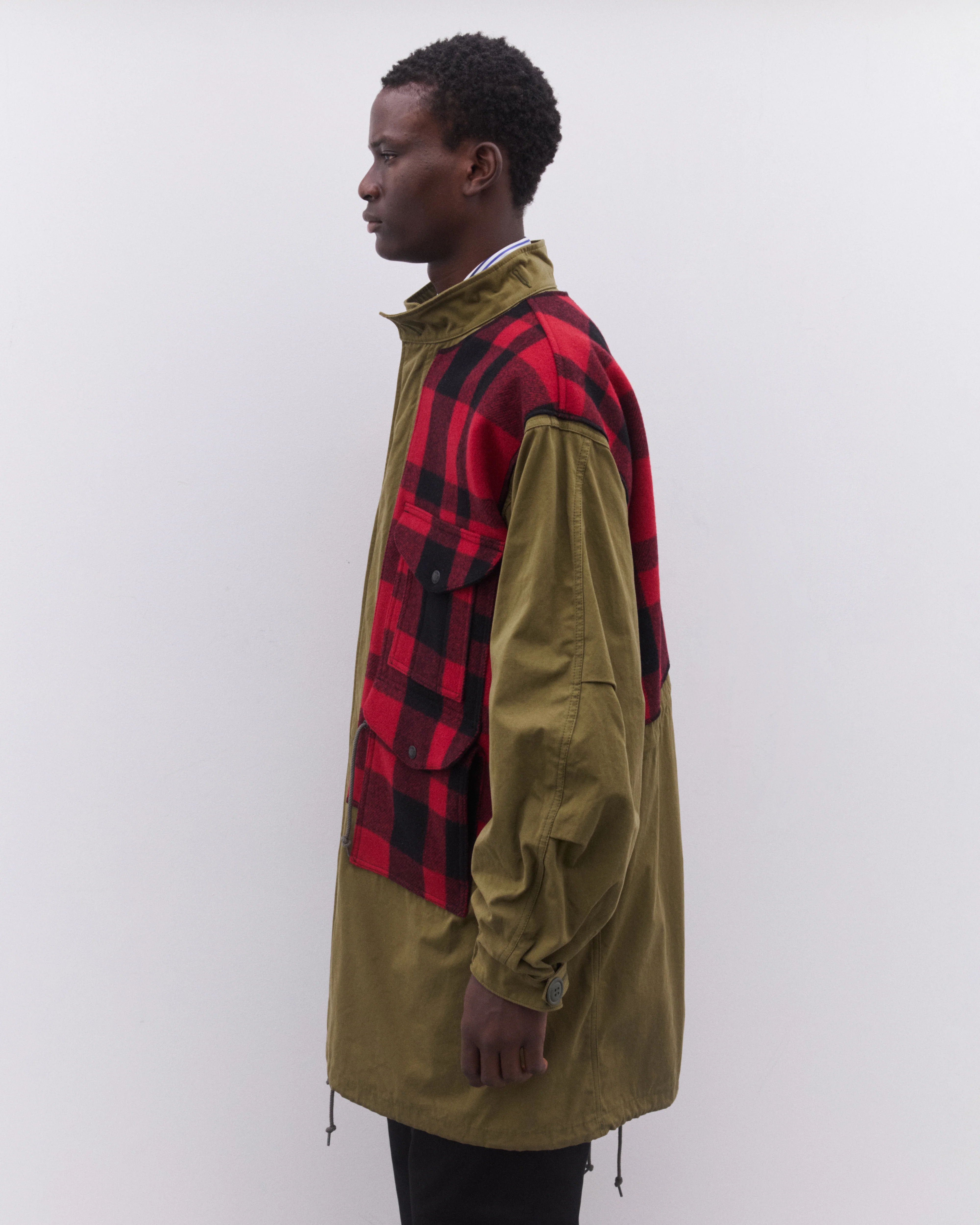 Junya Watanabe Man - Men’s Check Fishtail Parka - (Khaki) - Image 3