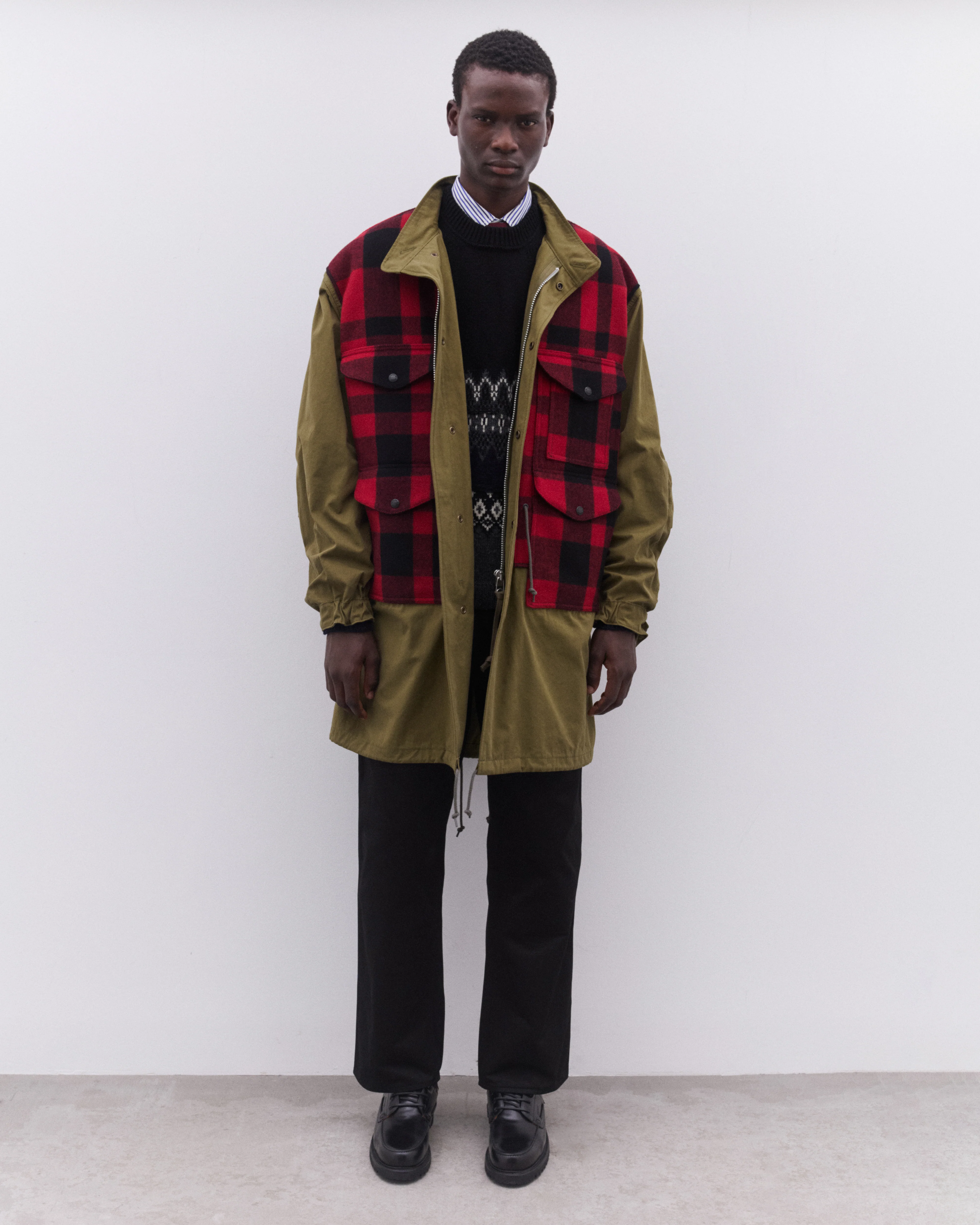 Junya Watanabe Man - Men’s Check Fishtail Parka - (Khaki) - Image 5