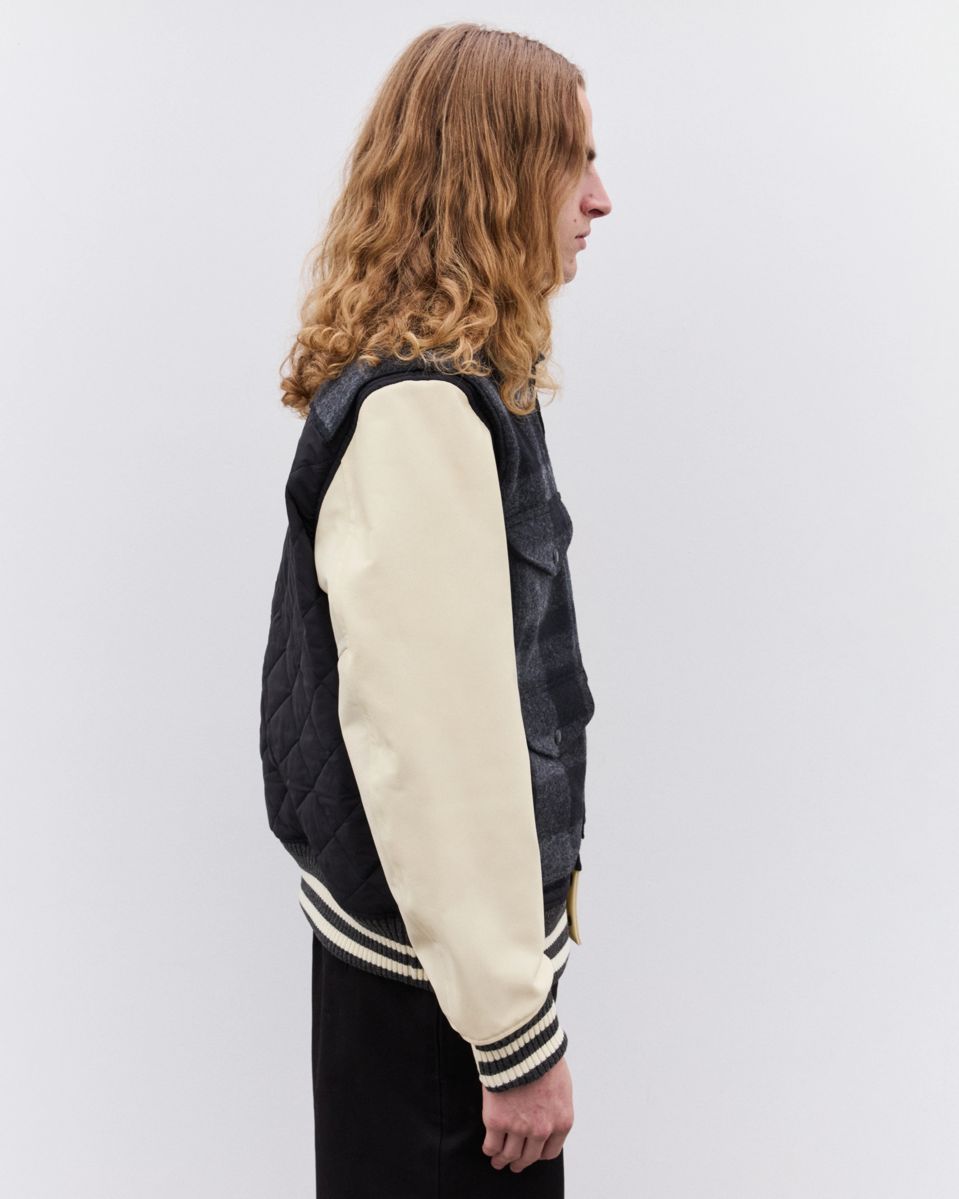 Junya Watanabe Man - Men’s Filson Varsity Jacket - (Black/Grey/Beige) - Image 3