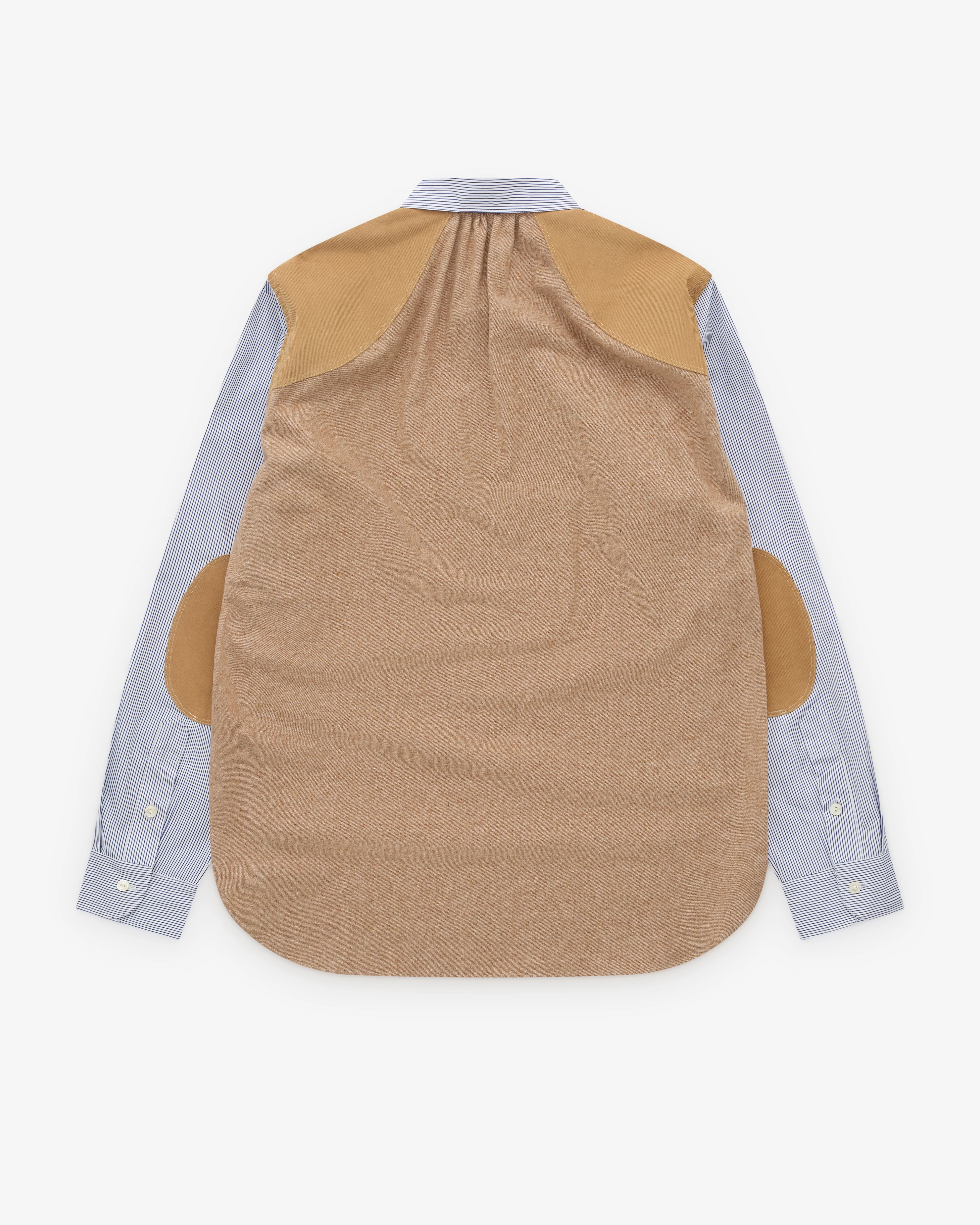 Junya Watanabe Man - Men's Pinstripe Shirt - (Blue Stripe/Stone) - Image 2