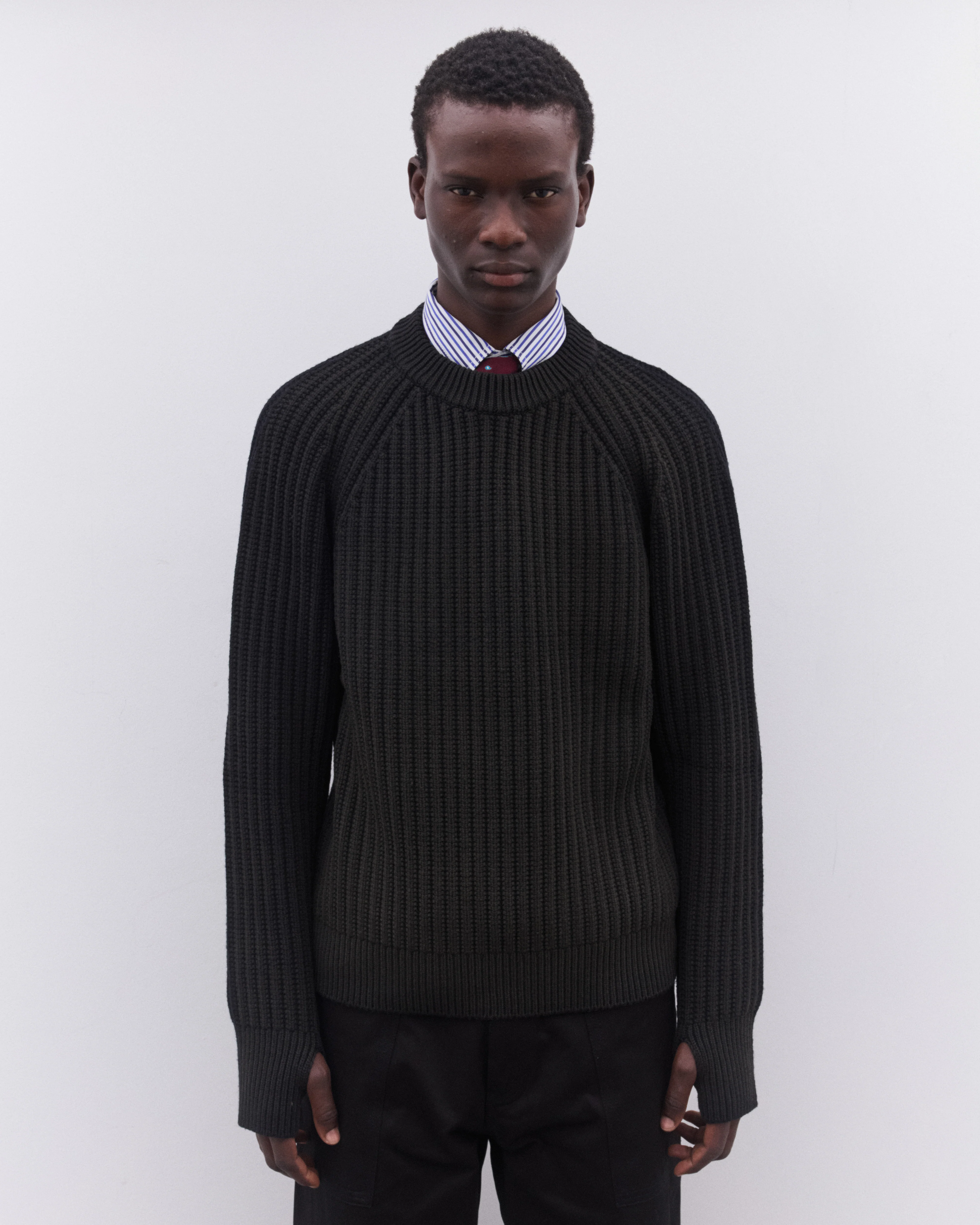 Junya Watanabe Man - Men’s Heavy Rib Knit Sweater - (Black) - Image 2