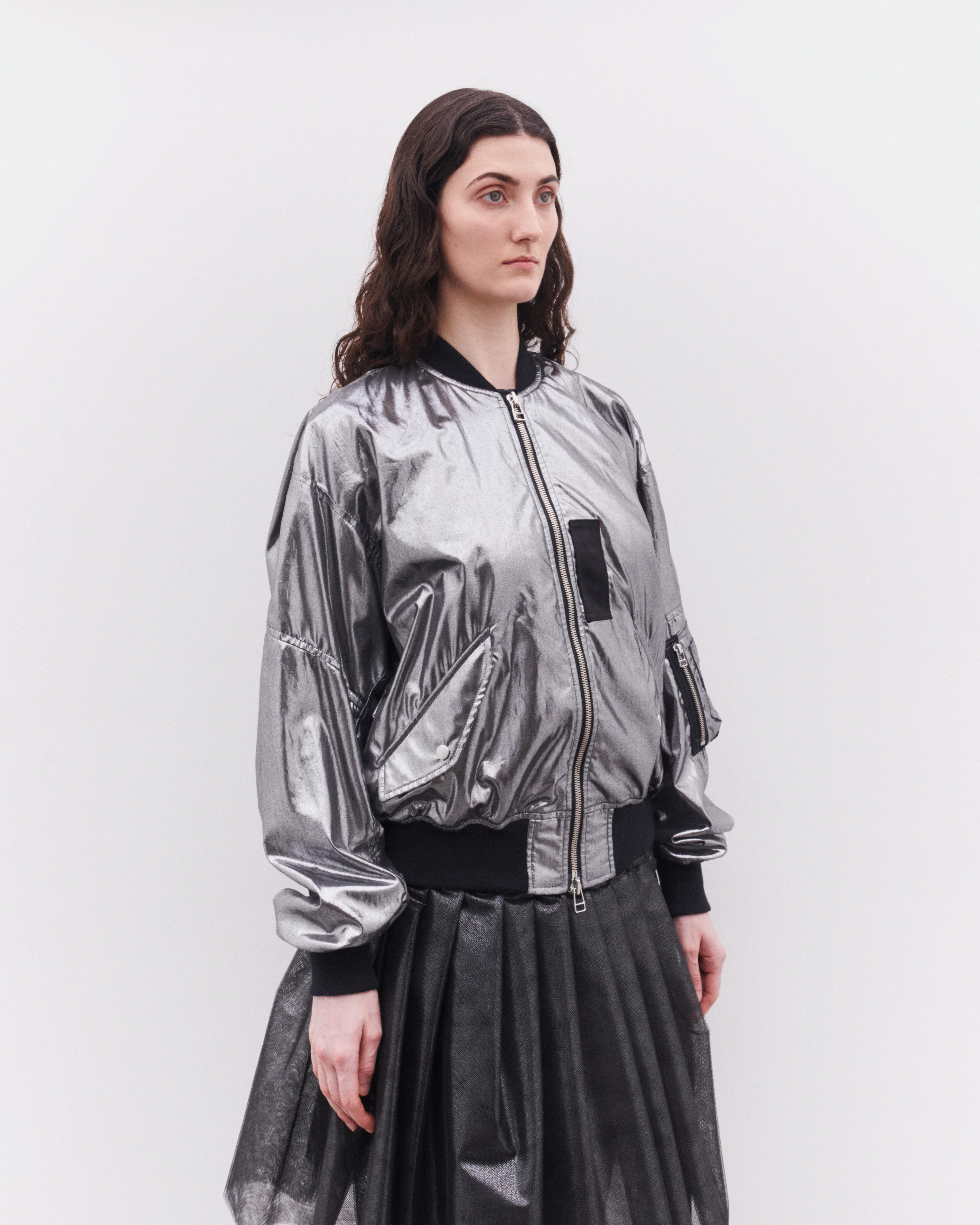 Junya Watanabe - Women’s Foiled Print Bomber Jacket - (Silver) - Image 4