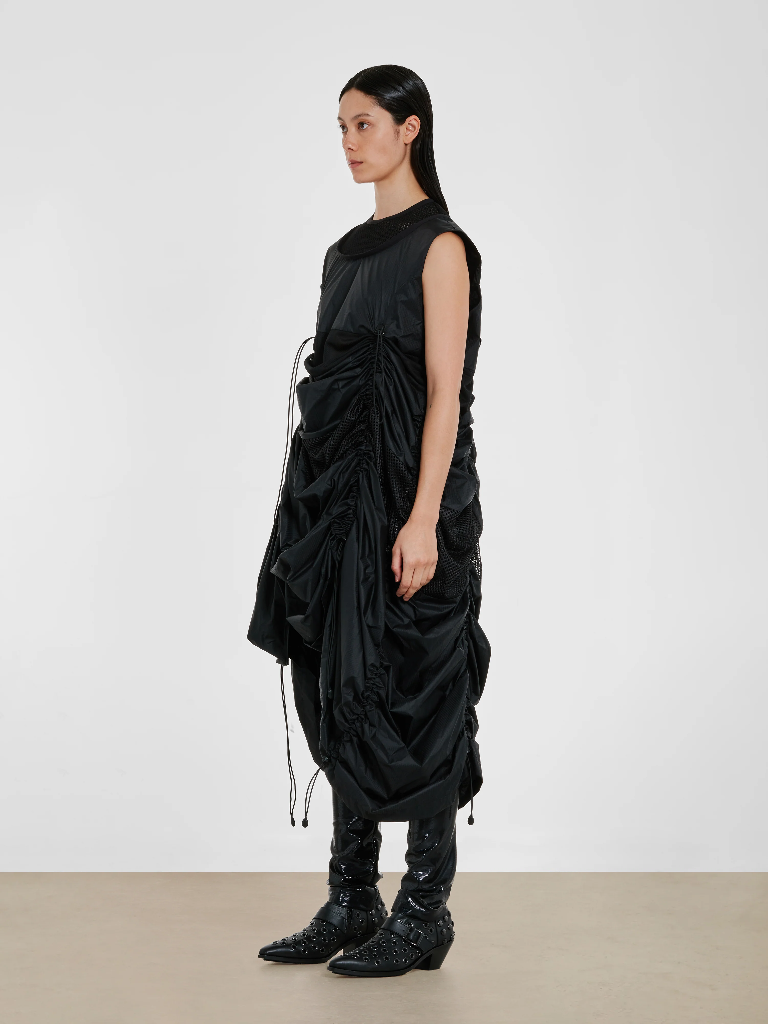 Junya Watanabe - Women’s Layered Mesh Dress - (Black Mix) - Image 4