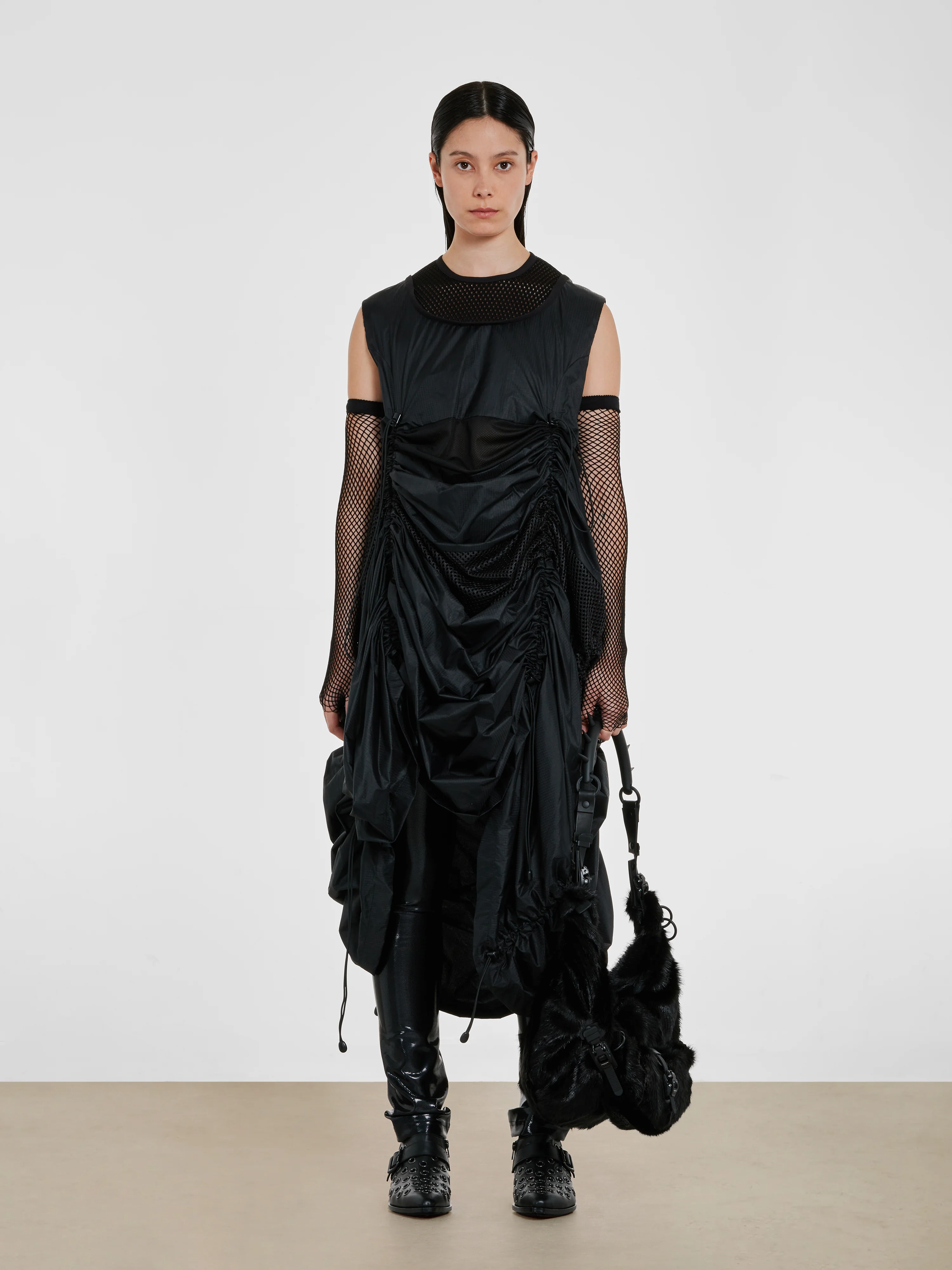Junya Watanabe - Women’s Layered Mesh Dress - (Black Mix) - Image 5
