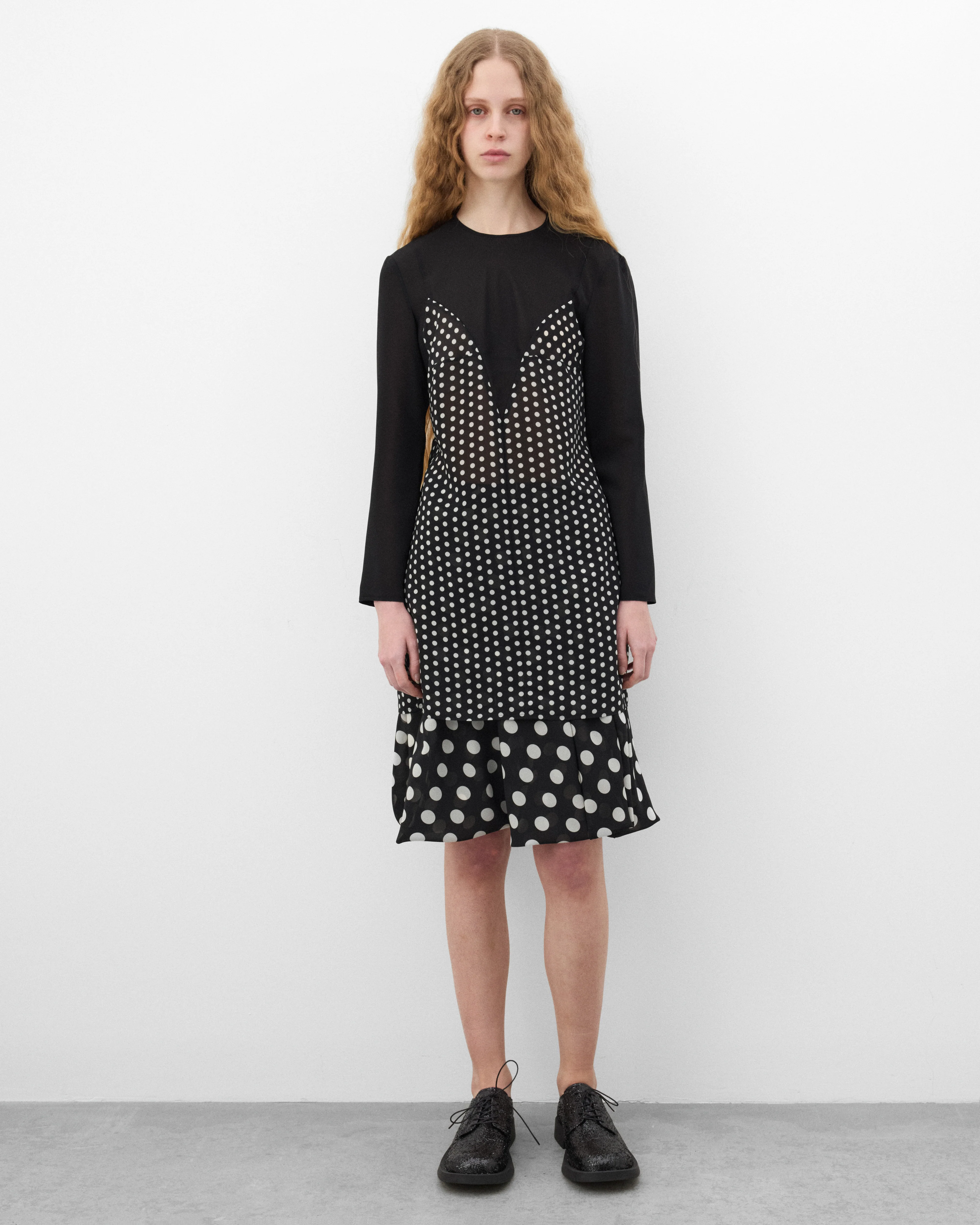 Junya Watanabe - Women's Long Sleeve Polka Dot Blouse - (Black) - Image 6