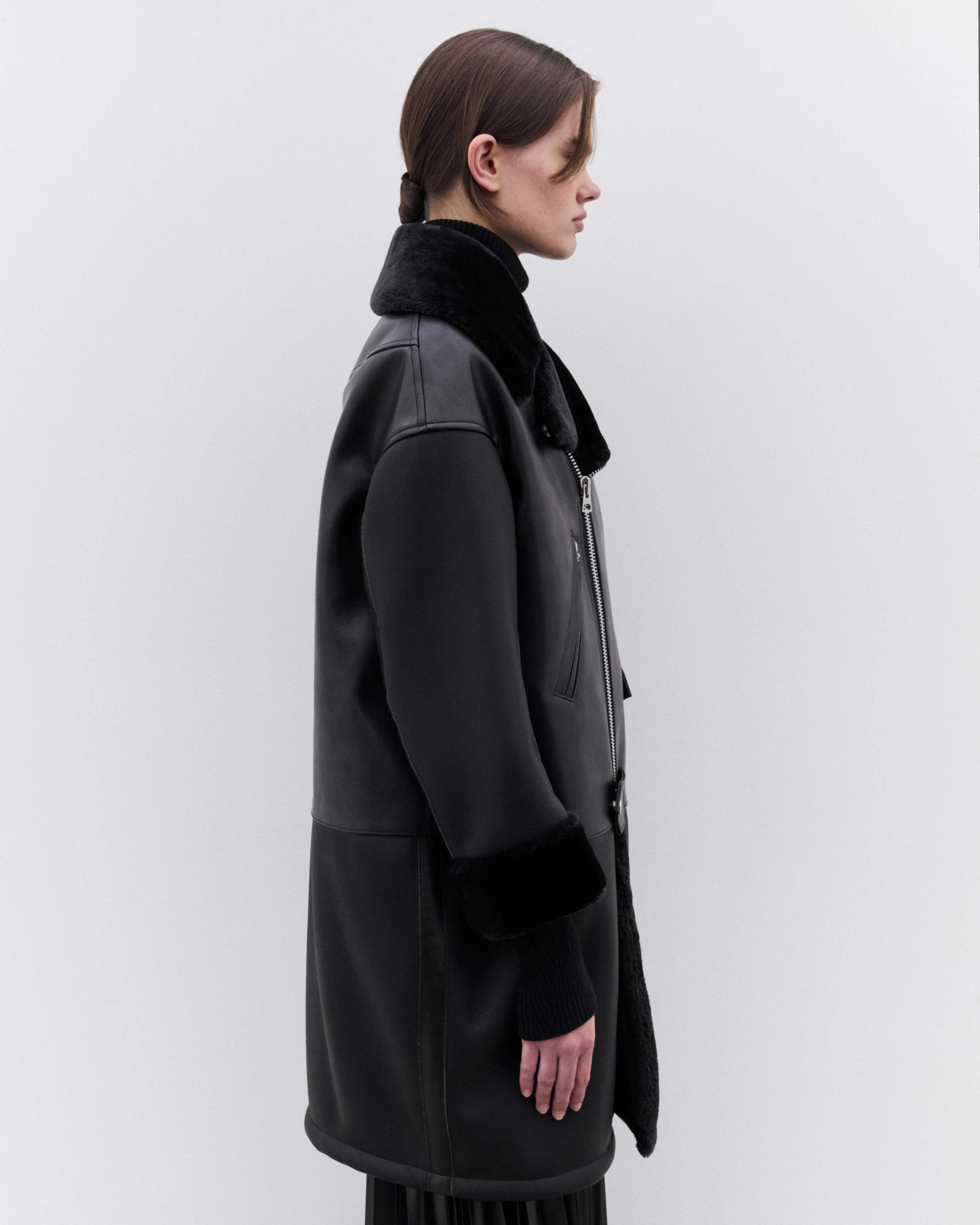 Junya Watanabe - Women’s Faux Fur Trimmed Flight Jacket - (Black) - Image 4