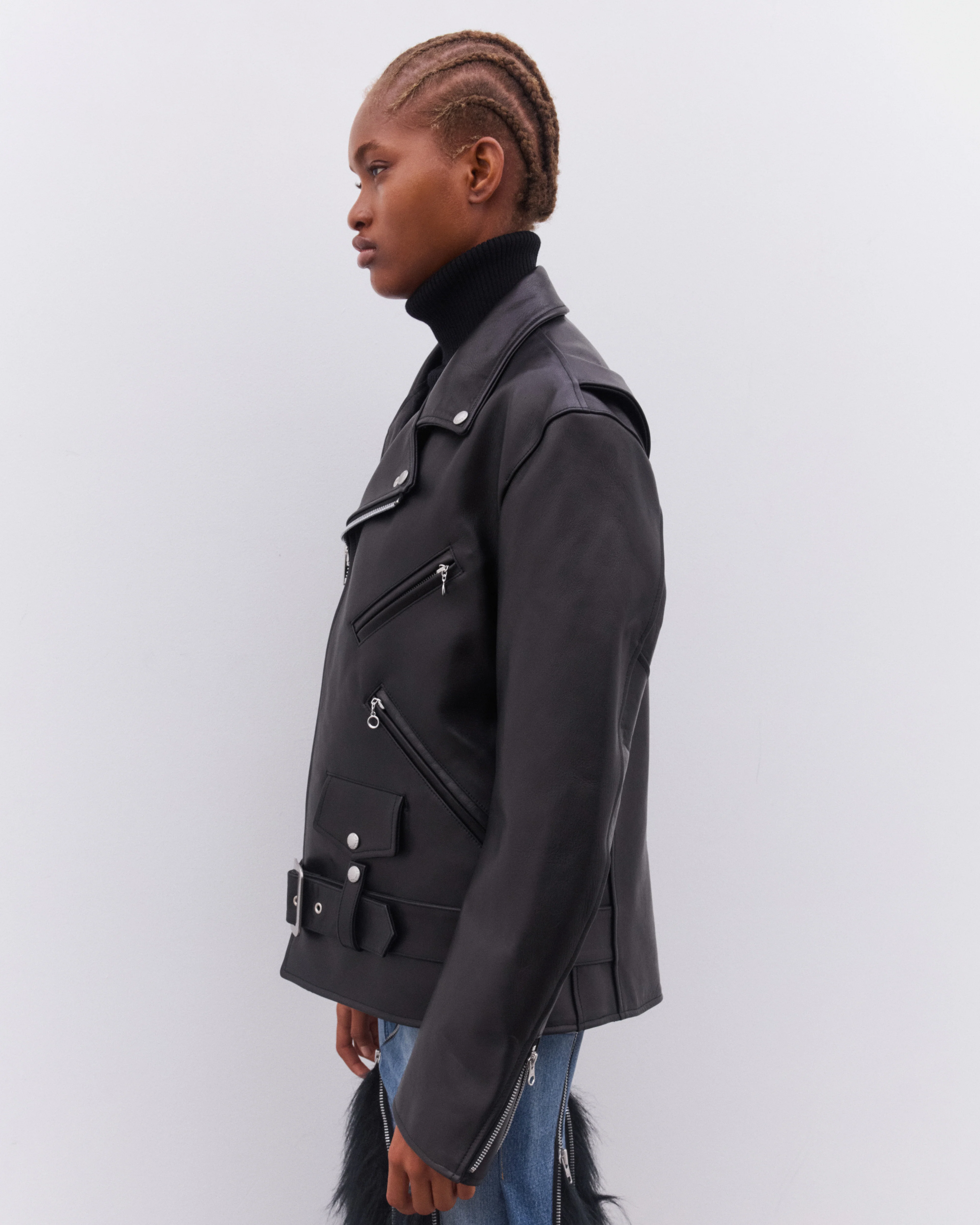 Junya Watanabe - Women’s Leather Biker Jacket - (Black) - Image 4