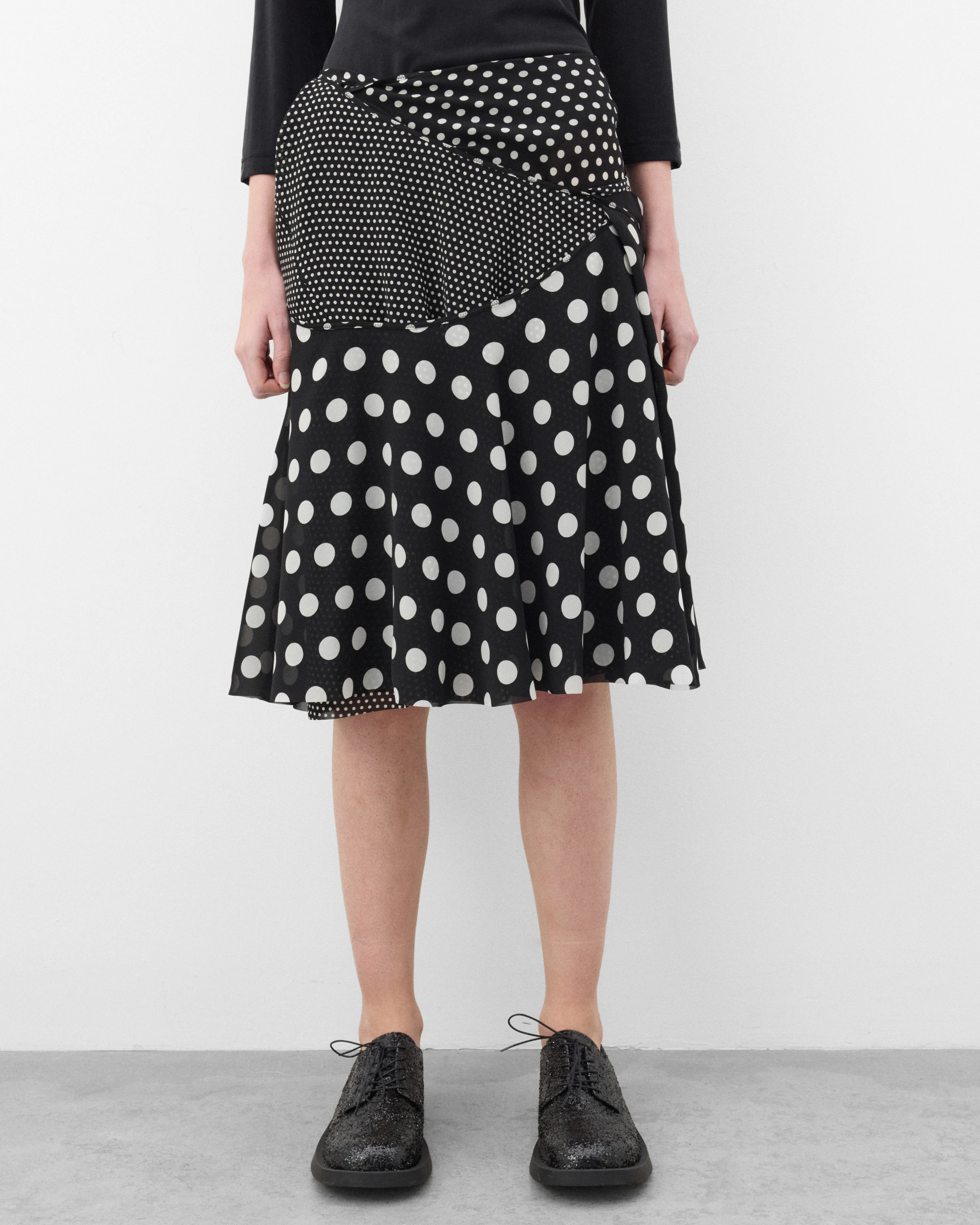 Junya Watanabe - Women's Polka Dot Georgette Skirt - (Black/White) - Image 3