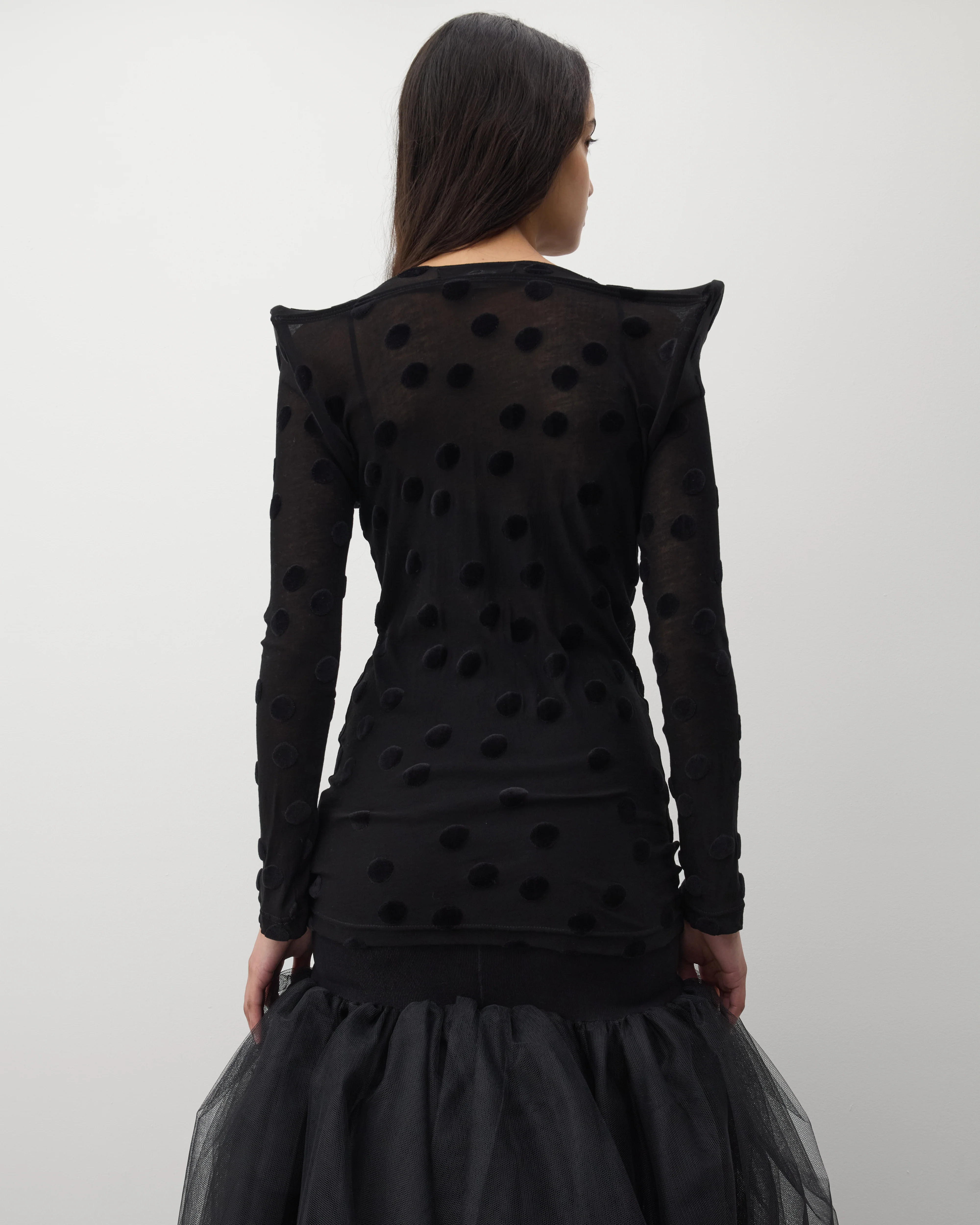 Junya Watanabe - Women's Polka Dot Longsleeve Top - (Black) - Image 5