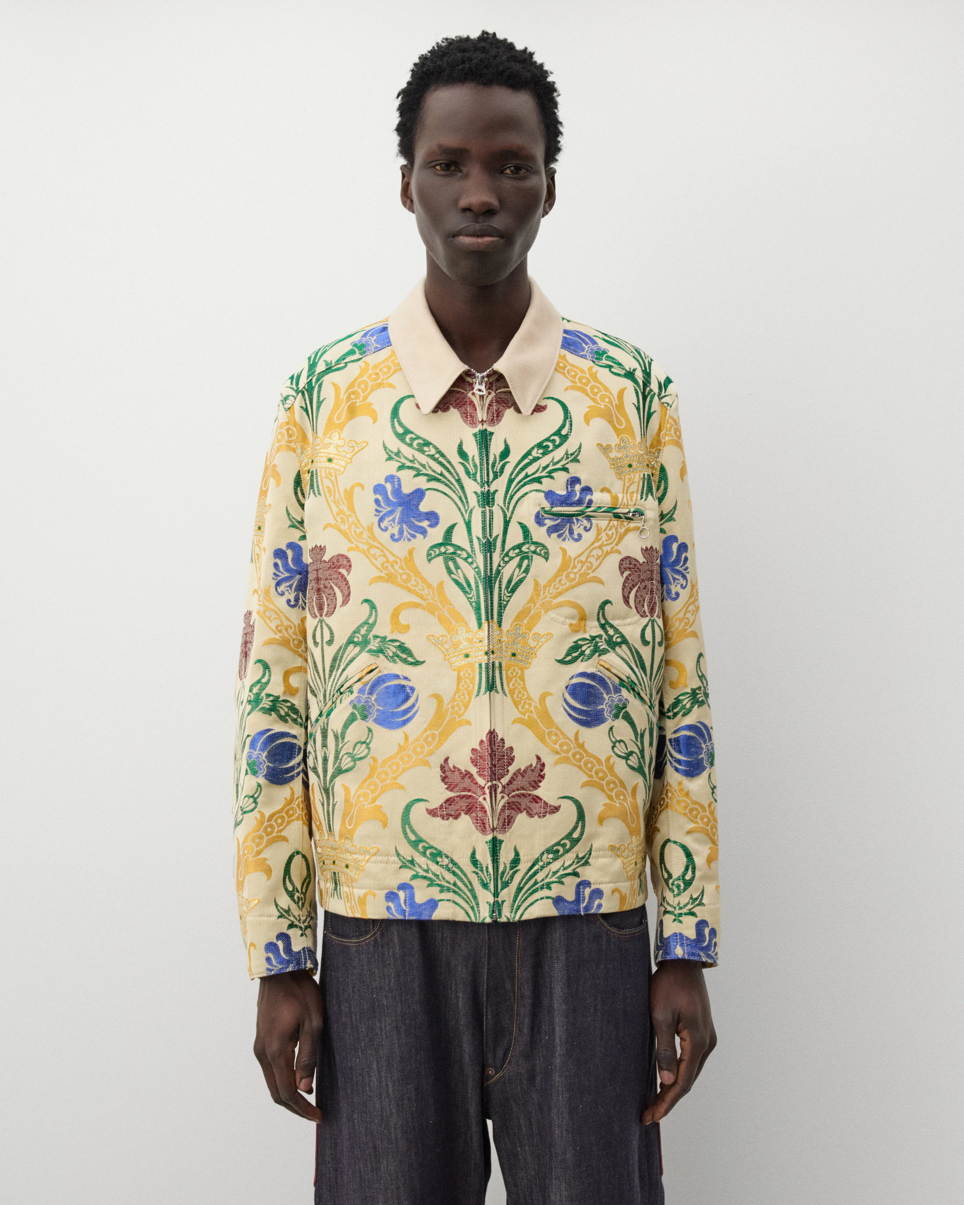 Junya Watanabe Man - Men's Jacquard Work Jacket - (Natural/Yellow) - Image 3