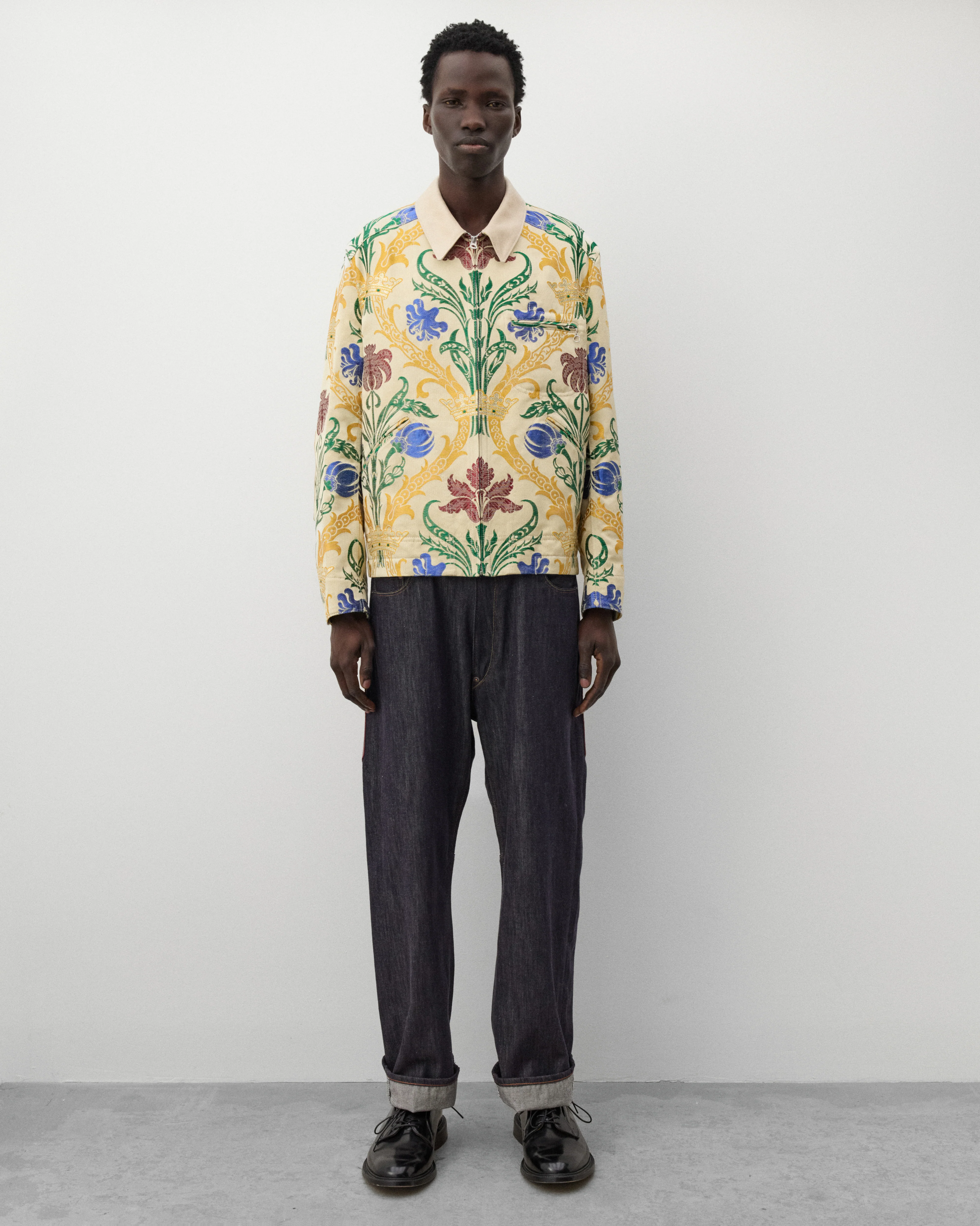Junya Watanabe Man - Men's Jacquard Work Jacket - (Natural/Yellow) - Image 6