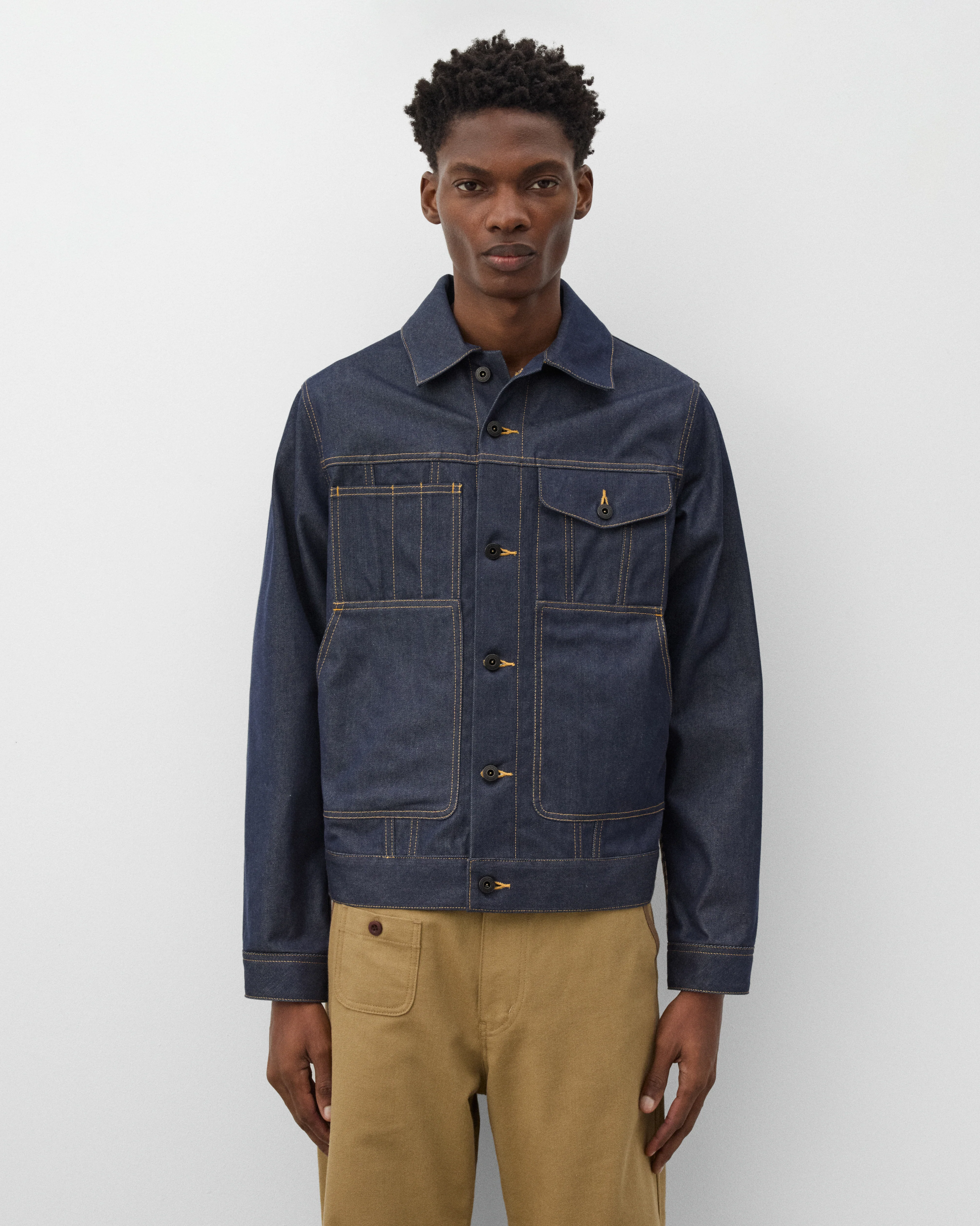 EYE Junya Watanabe Man - Men's Check Panel Denim Jacket - (Indigo) - Image 3