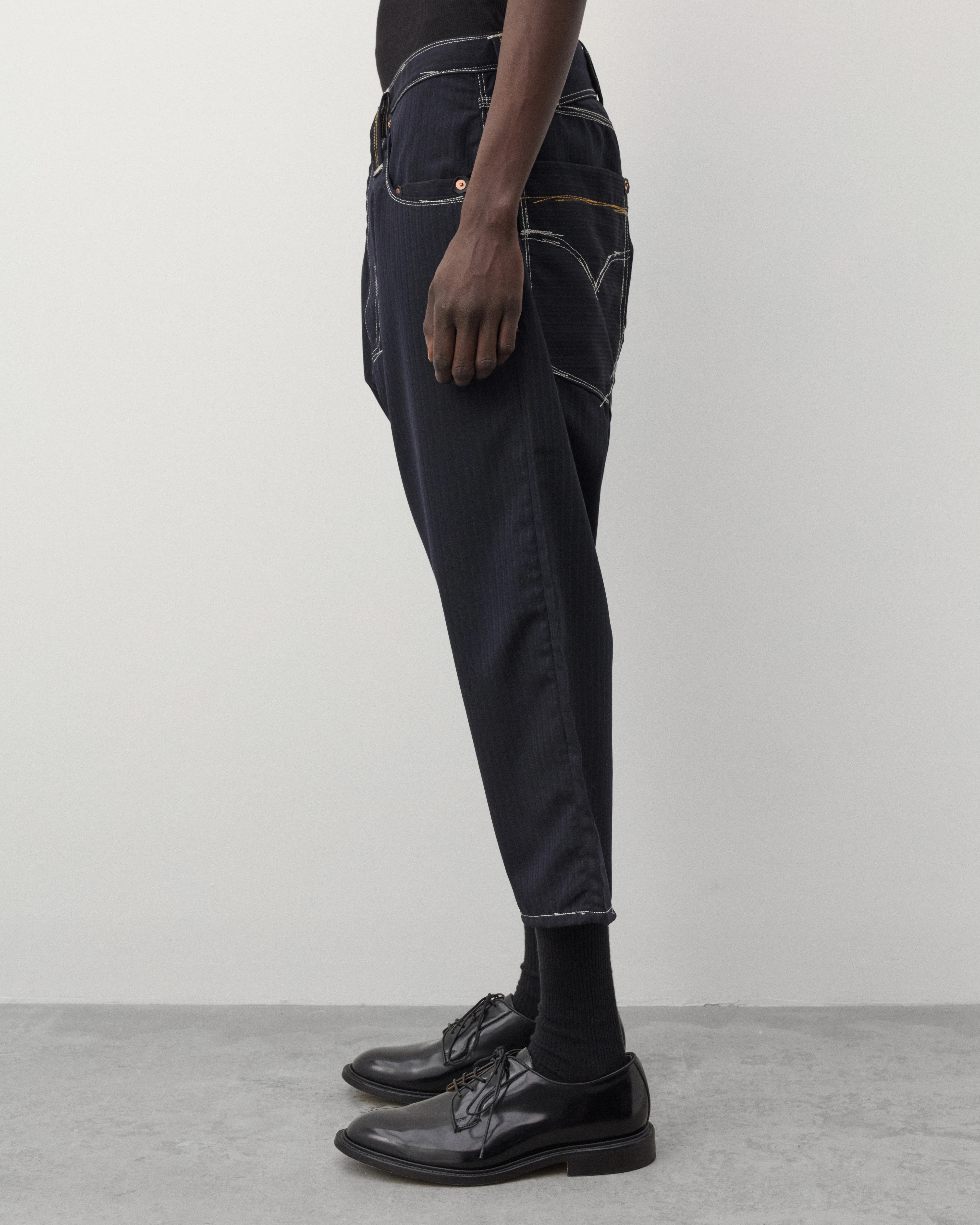 Junya Watanabe Man - Men's Levi's Cropped Trousers - (Navy/Grey) - Image 4