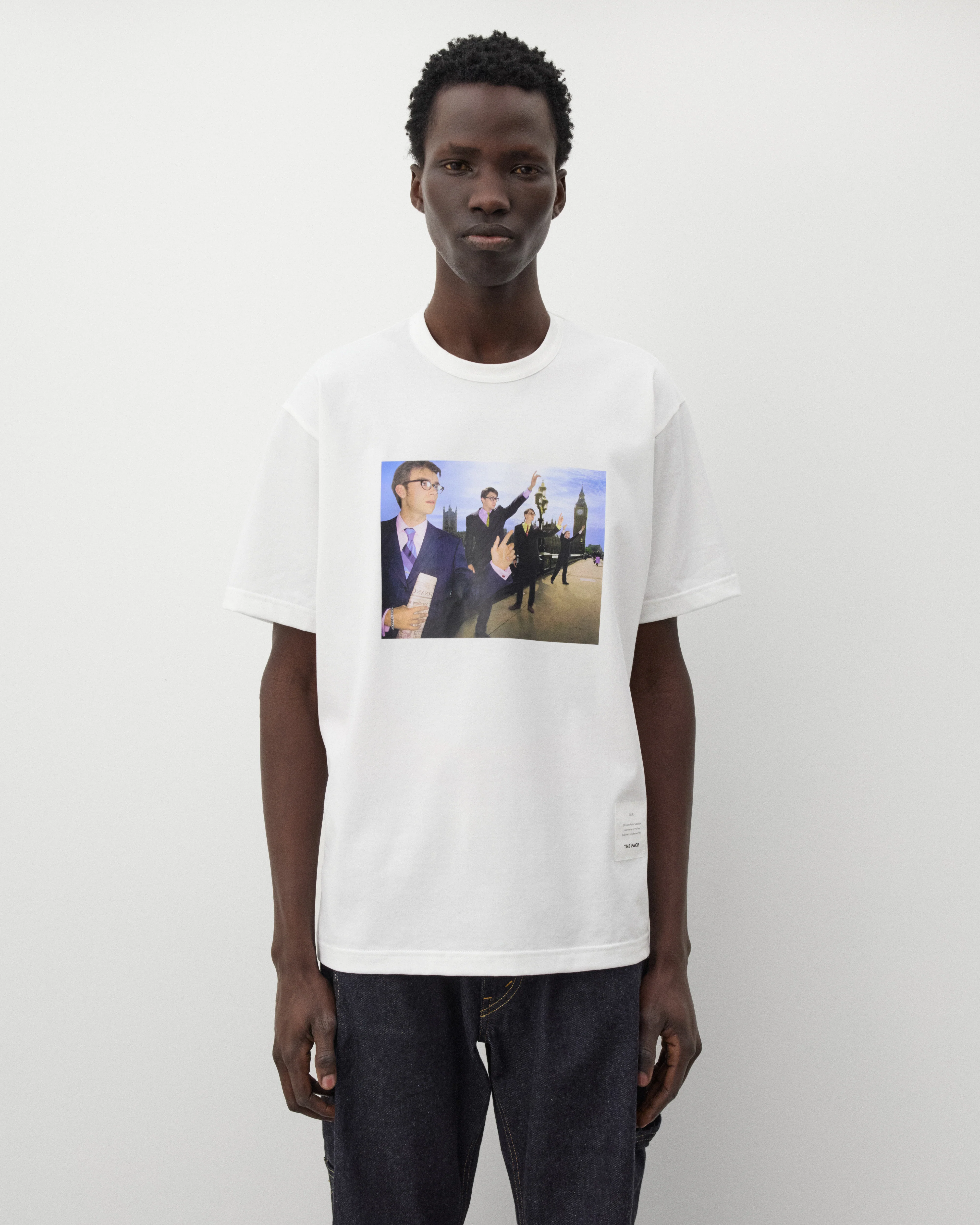 Junya Watanabe Man - Men's The Face Blur T-Shirt - (White) - Image 3