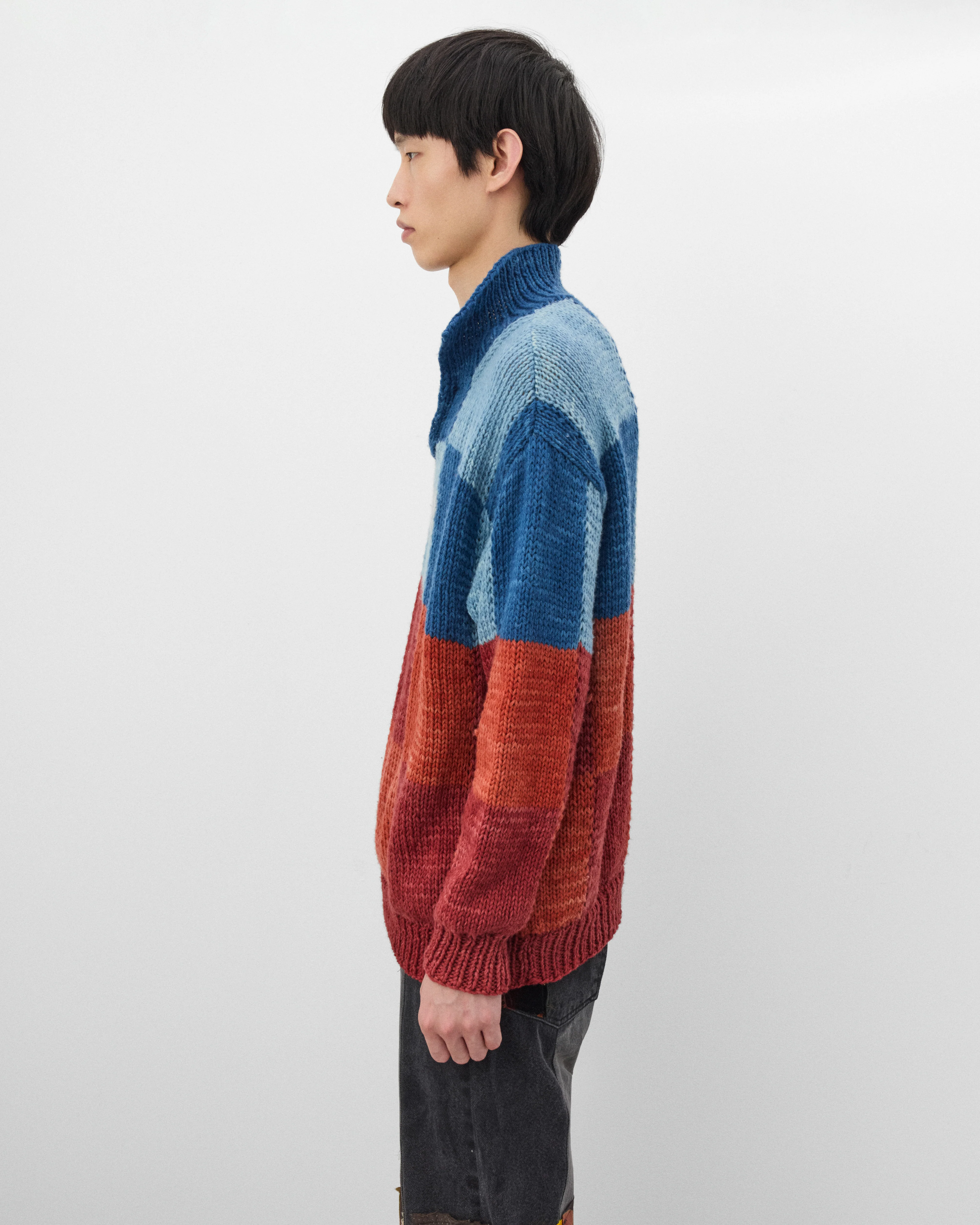 Kartik Research - Men's Rugby Knit Sweater - (Red/Blue) - Image 4