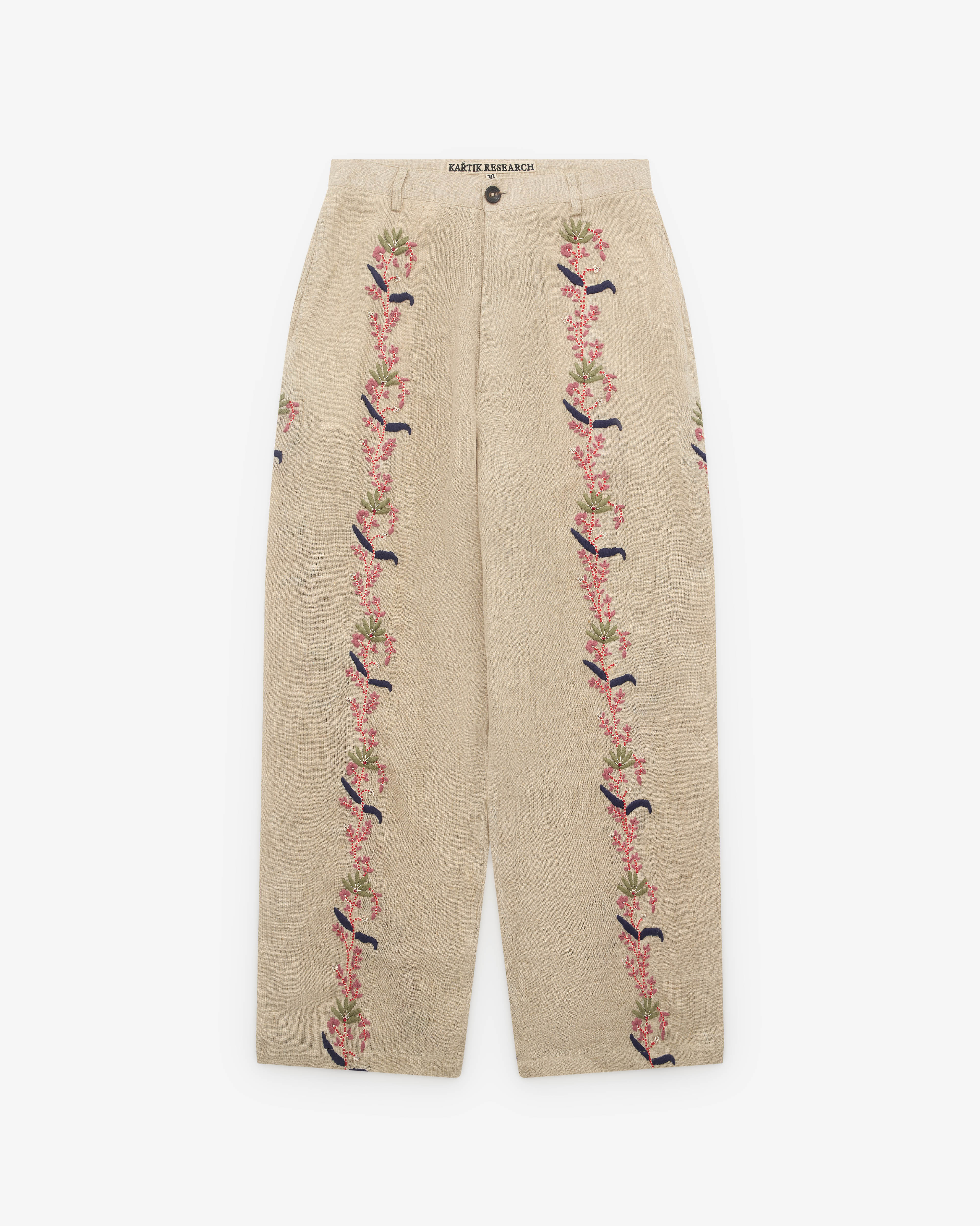 Kartik Research - Men’s Curve Seam Trouser Palampore Motif - (Khaki)