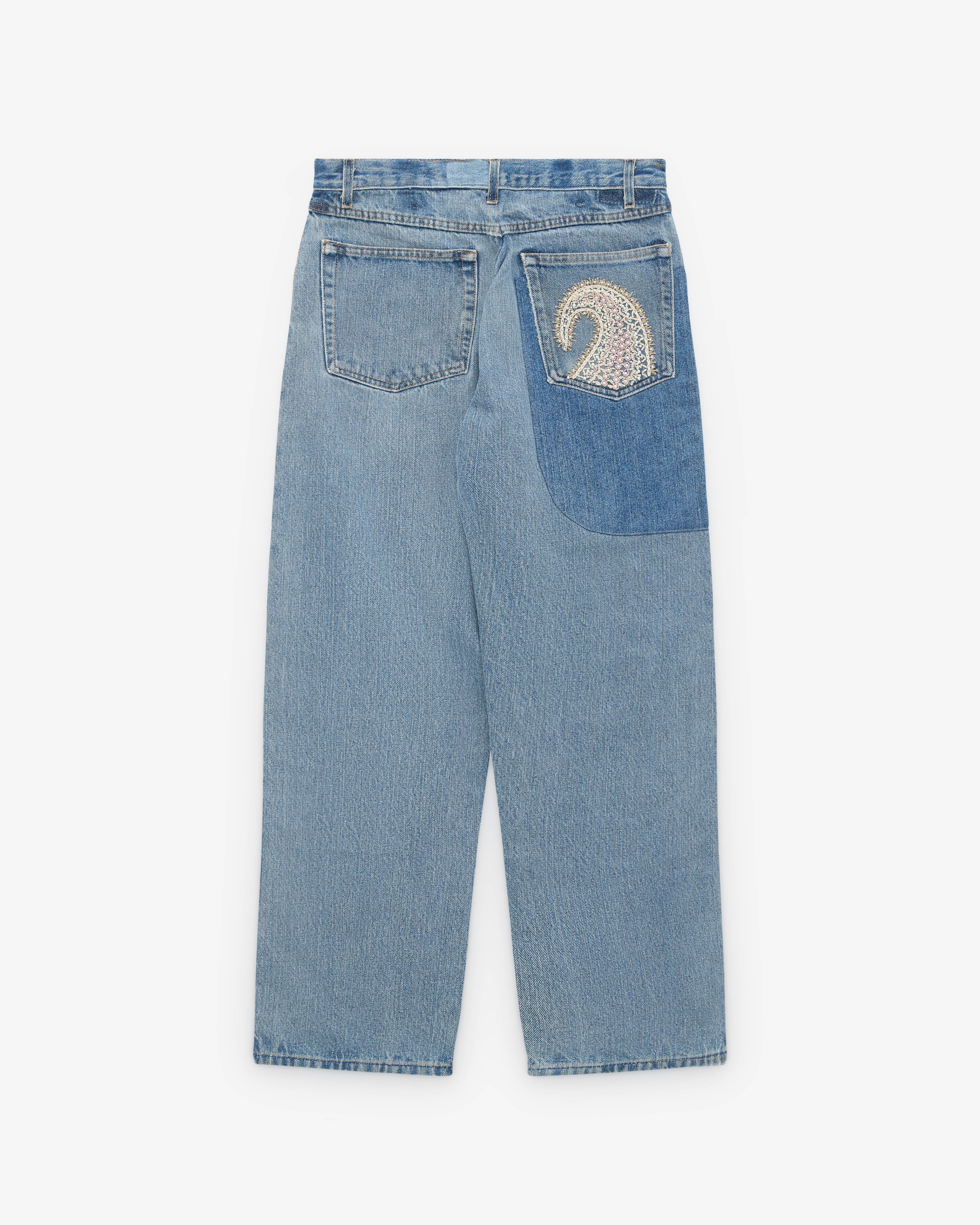 Kartik Research - Men’s Upcycled Chikankari Jeans - (Washed Indigo) - Image 2