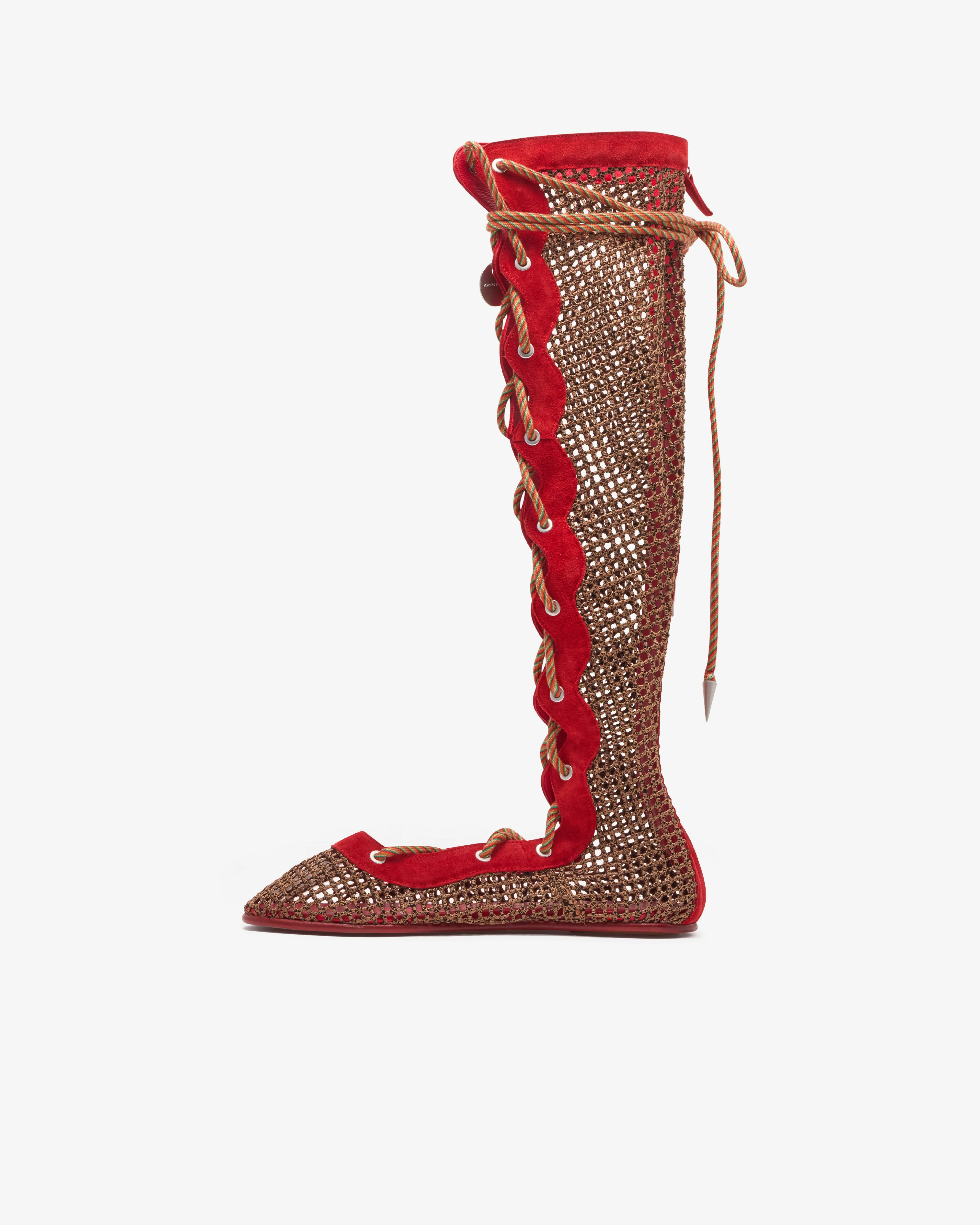 Kiko Kostadinov - Women's Reticella Knee High Boot - (Red) - Image 2