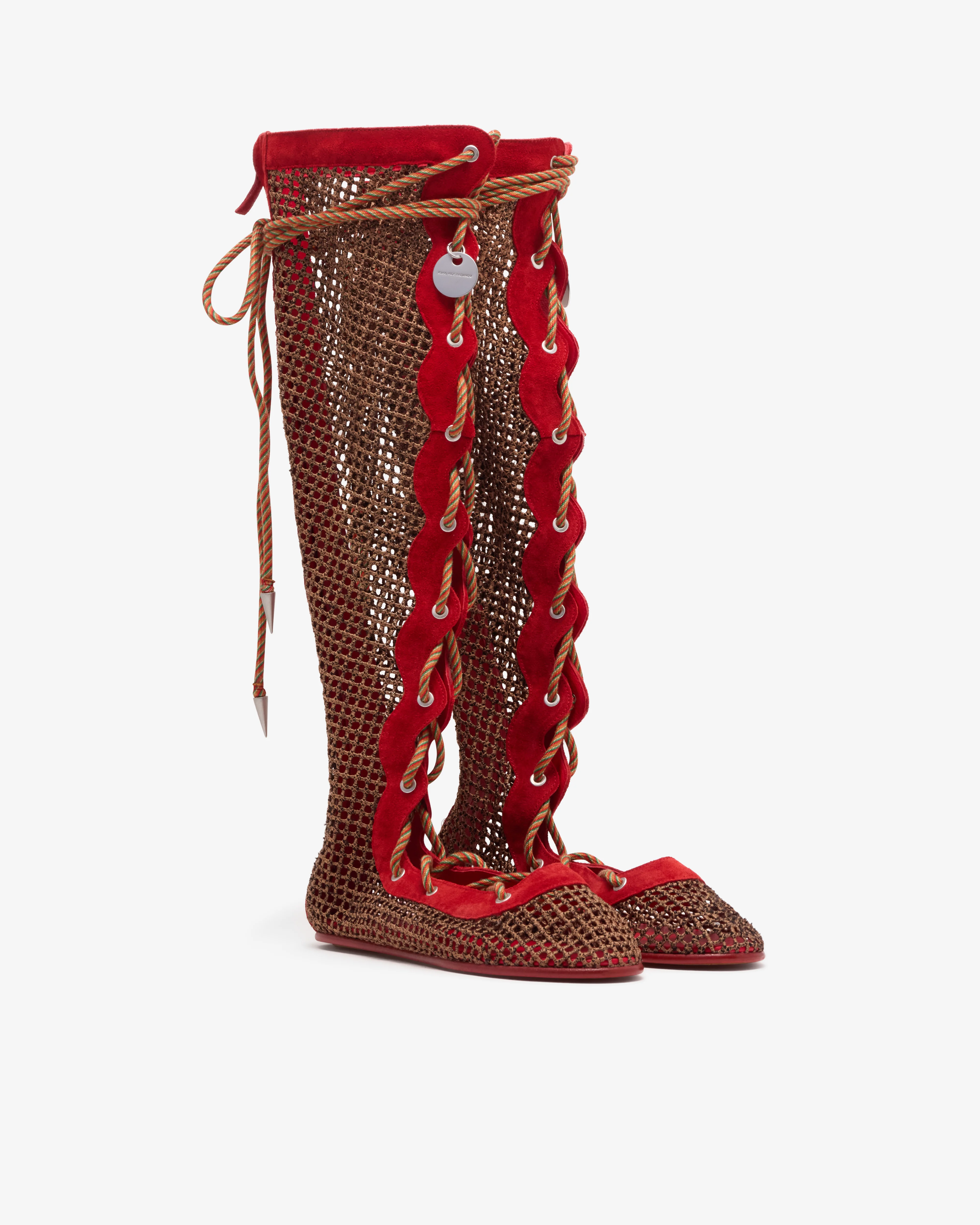 Kiko Kostadinov - Women's Reticella Knee High Boot - (Red) - Image 3
