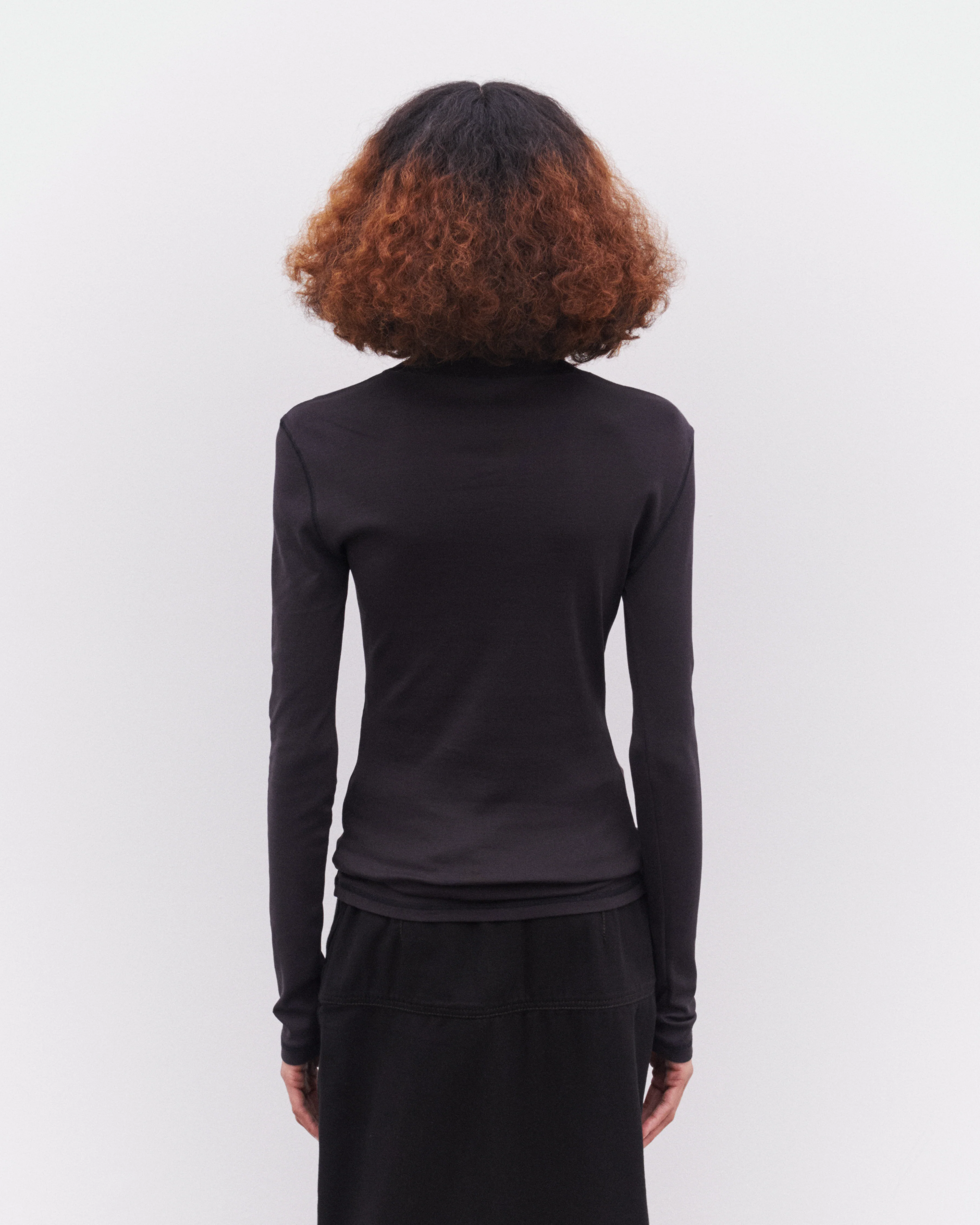 Lemaire - Women’s Rib Long Sleeve T-Shirt - (Charcoal) - Image 4