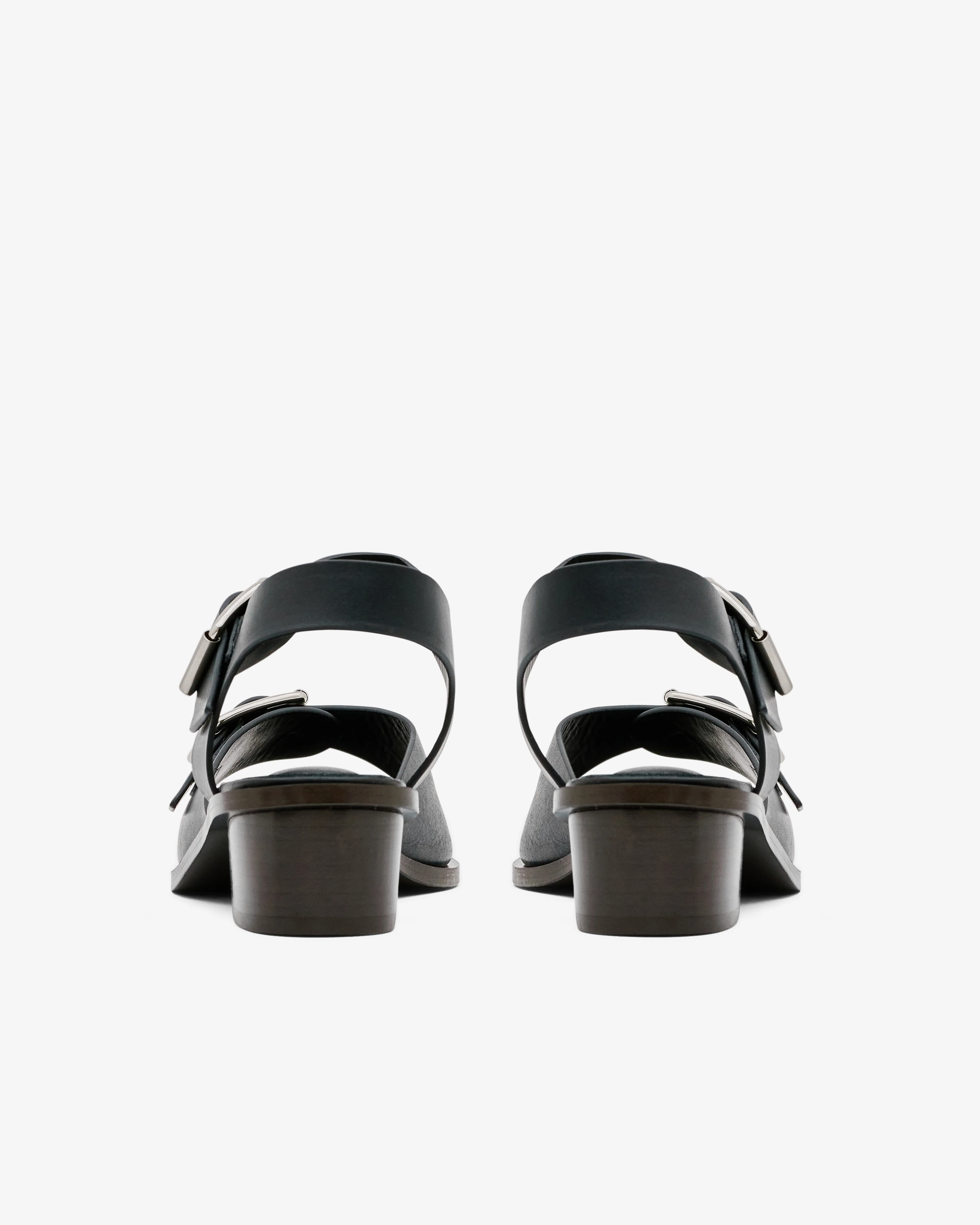 Lemaire - Women’s Square Heeled Sandals With Strap - (Black) - Image 4