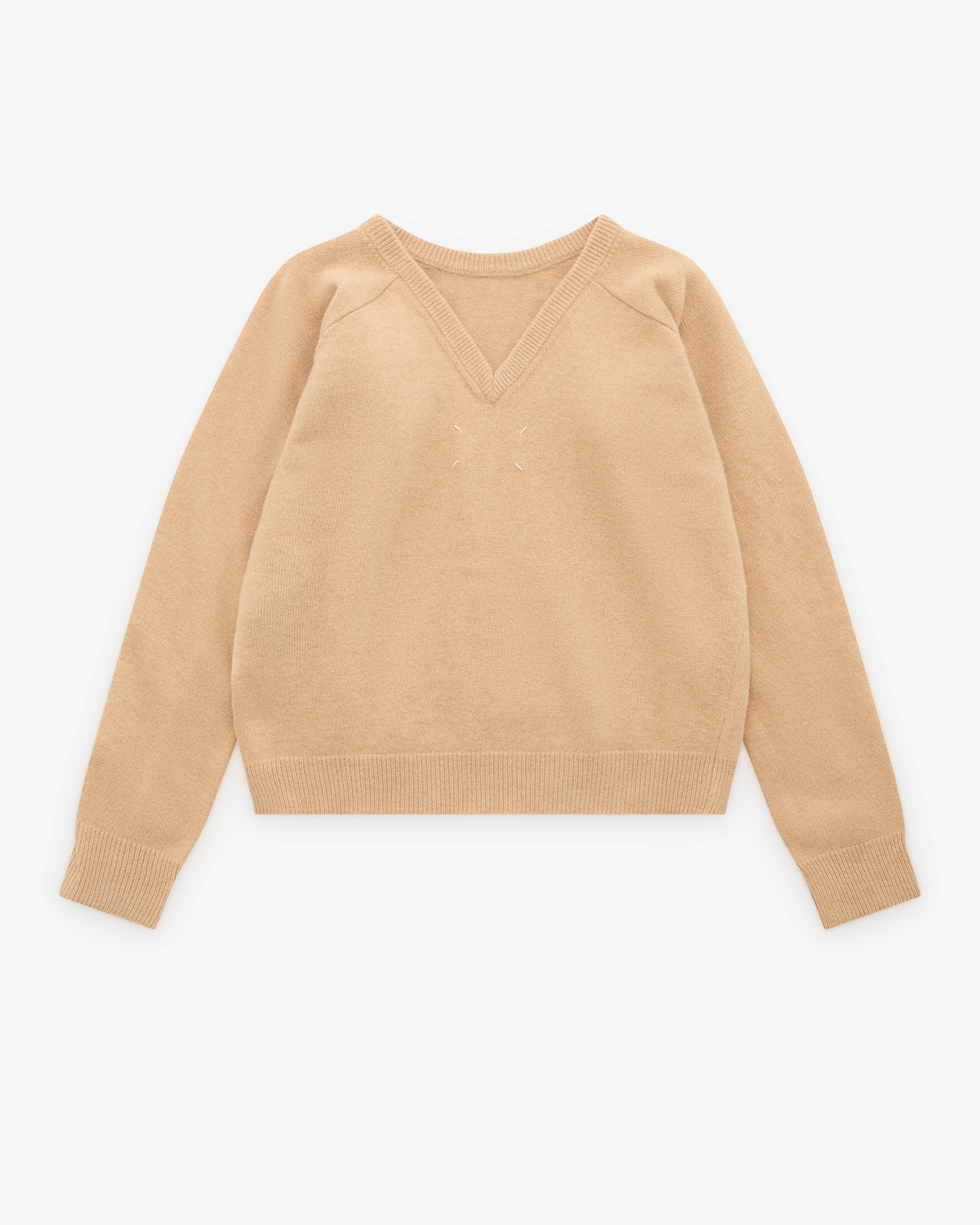 Maison Margiela - Women's V-Neck Jumper - (Beige) - Image 2