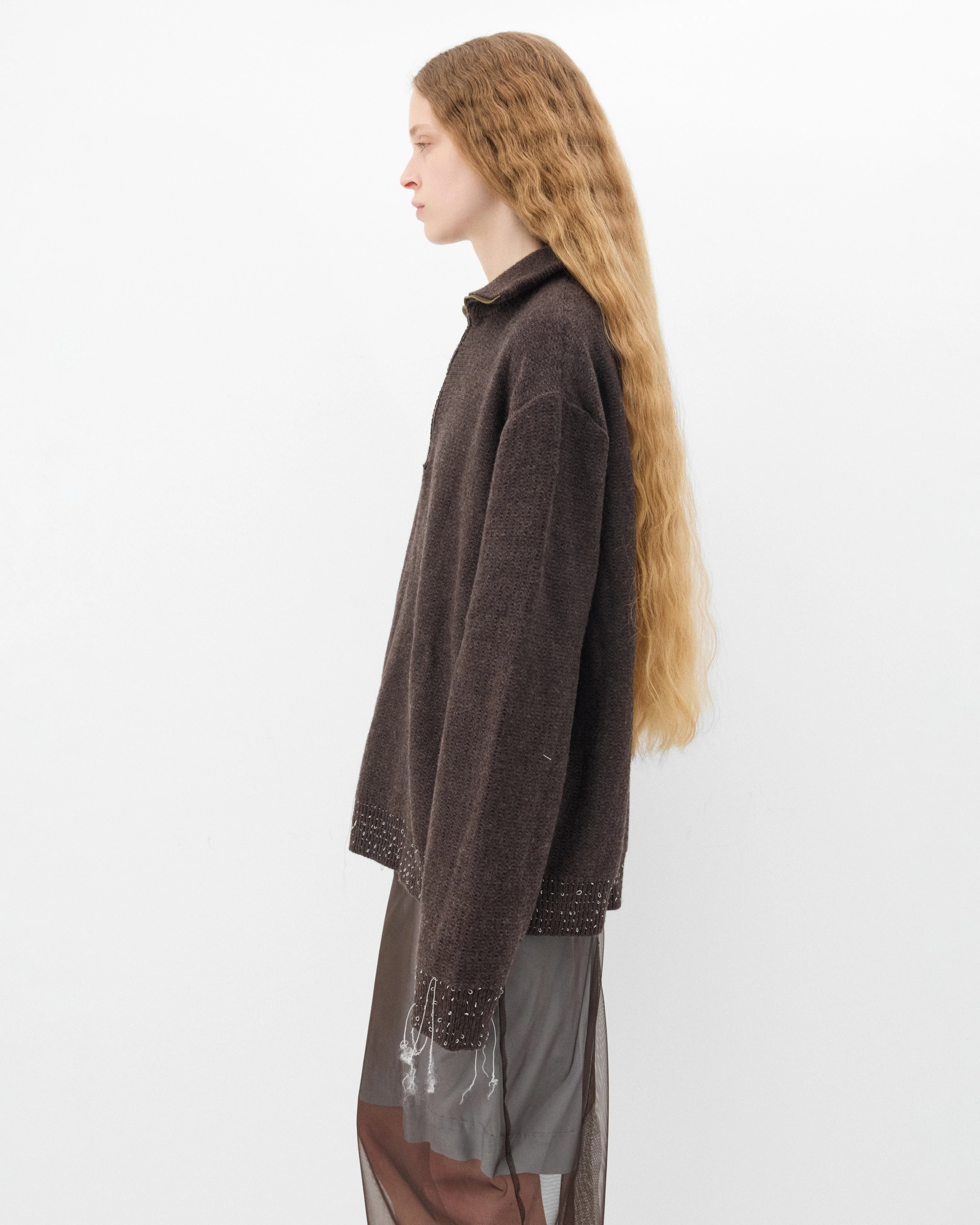 Maison Margiela - Women's Funnel Neck Sweater - (Brown) - Image 4