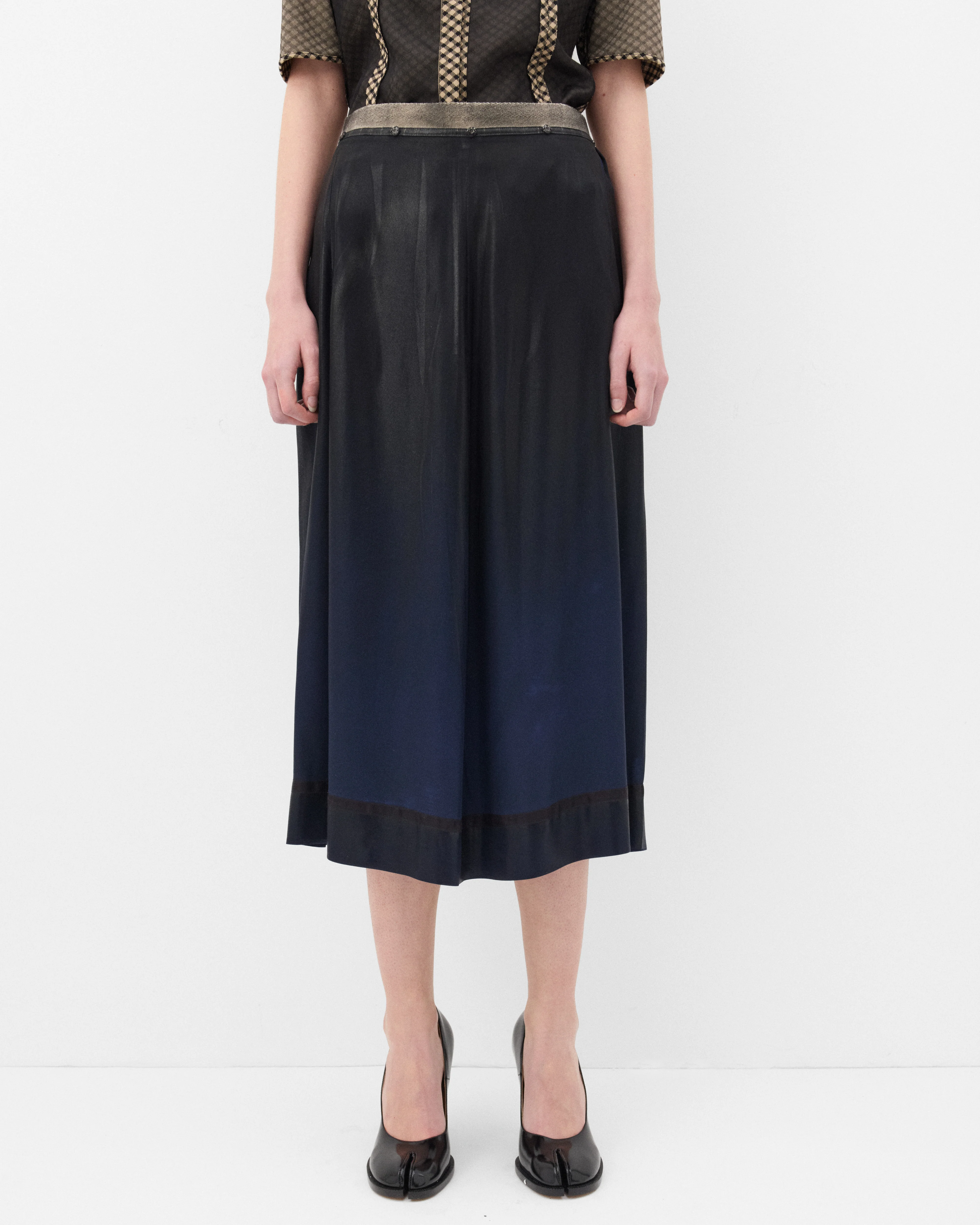 Maison Margiela - Women's Foil-treated Midi Skirt - (Black) - Image 3