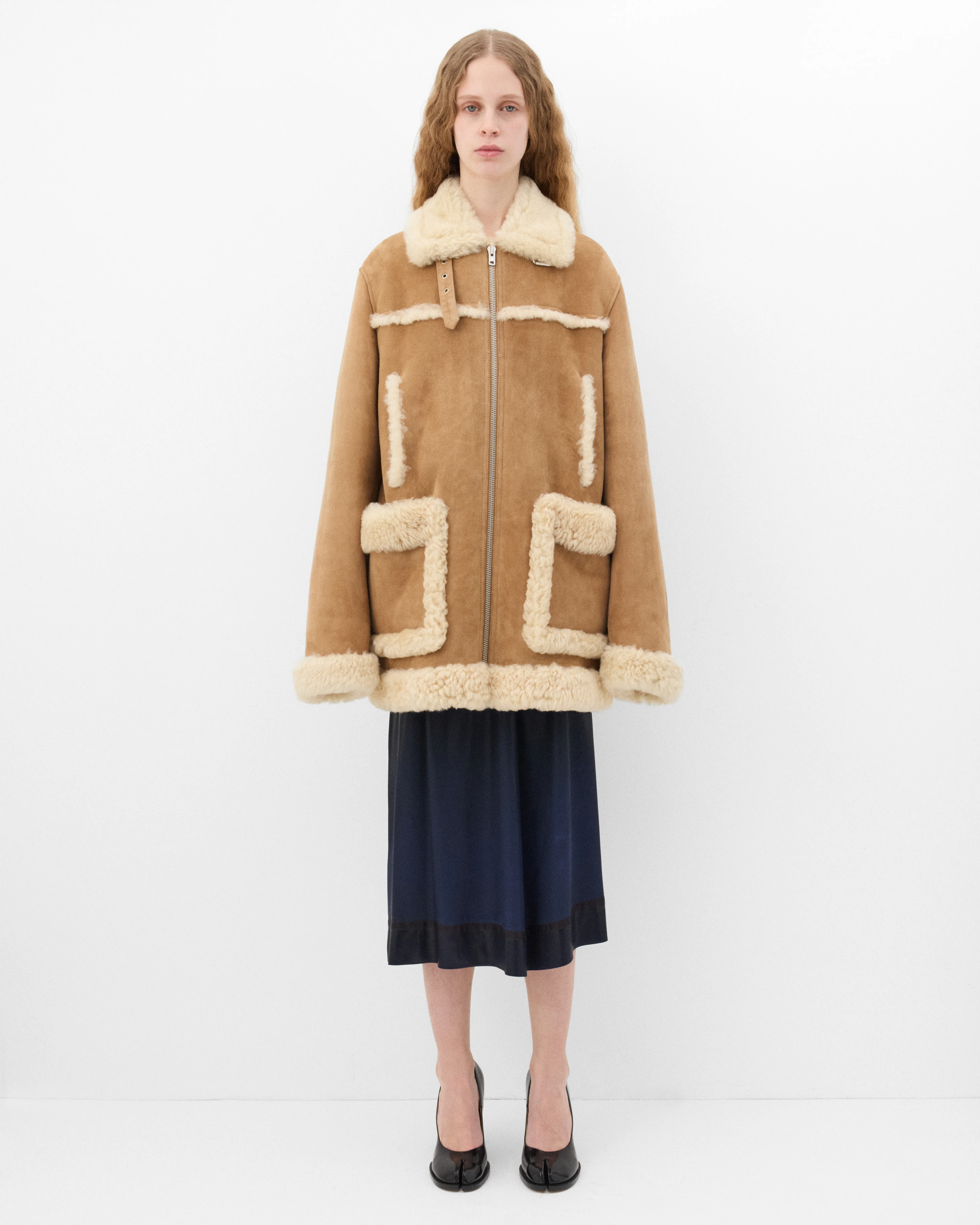 Maison Margiela - Women's Shearling Caban - (Camel) - Image 6